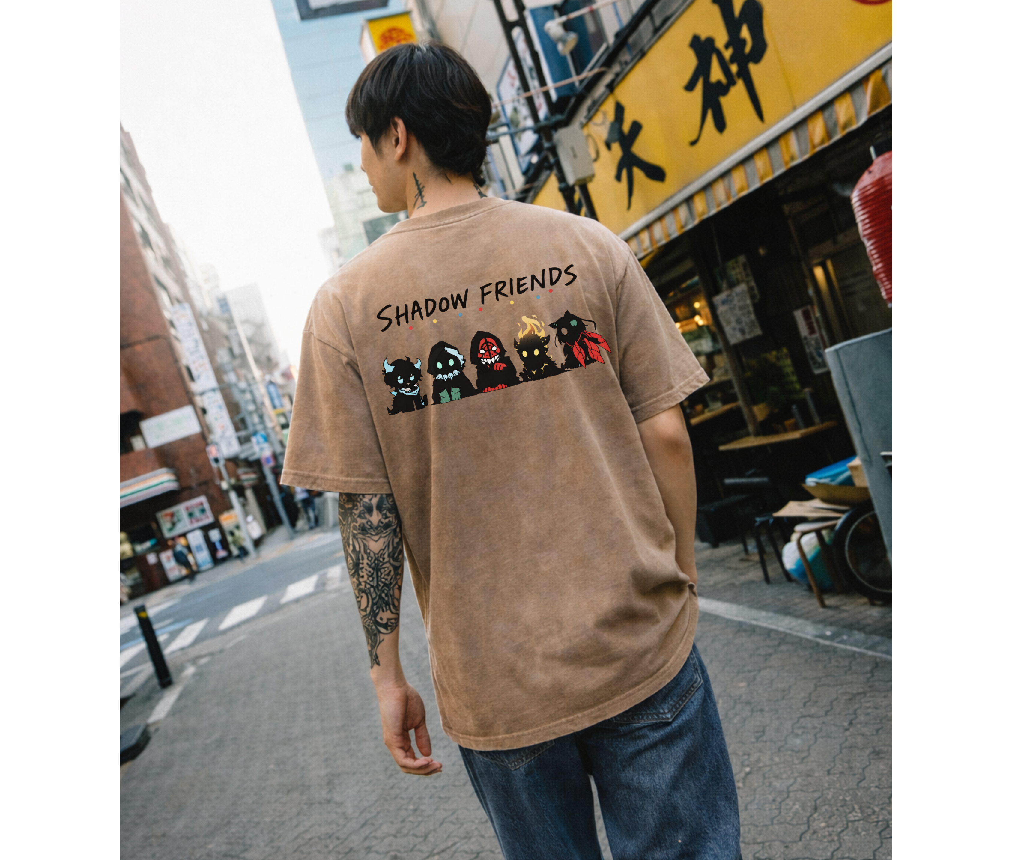 2-Sided Shadow Friends Chibi Anime Graphic T-Shirt