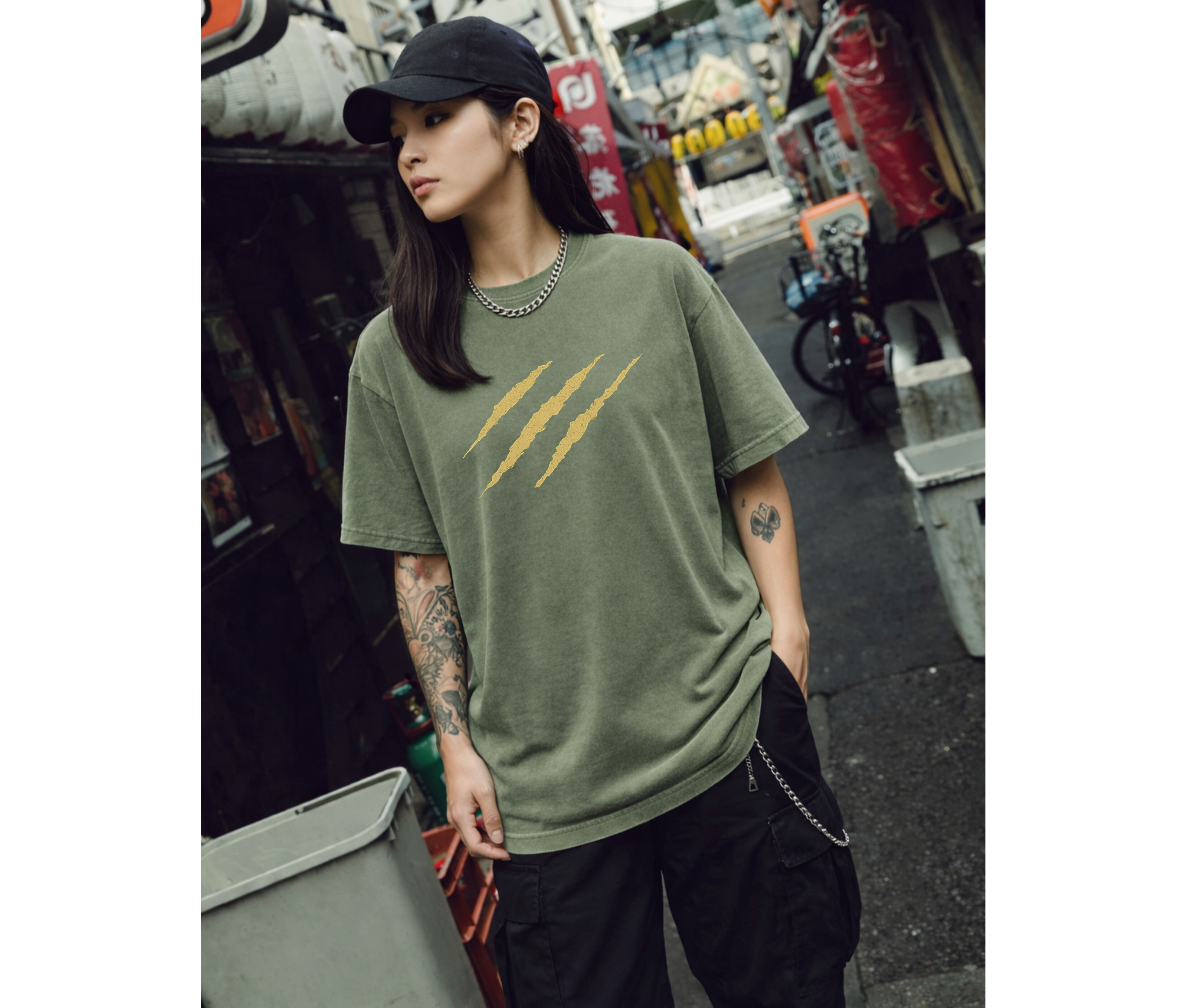 2-Sided Oversized T-Shirt | Anime Boar Mask Vintage Tee