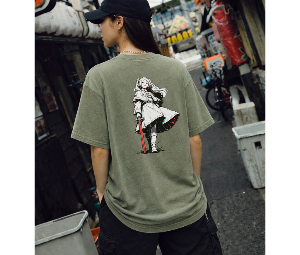 2-Sided Elf Warrior Anime Streetwear T-Shirt | Oversized Two-Sided Graphic Tee