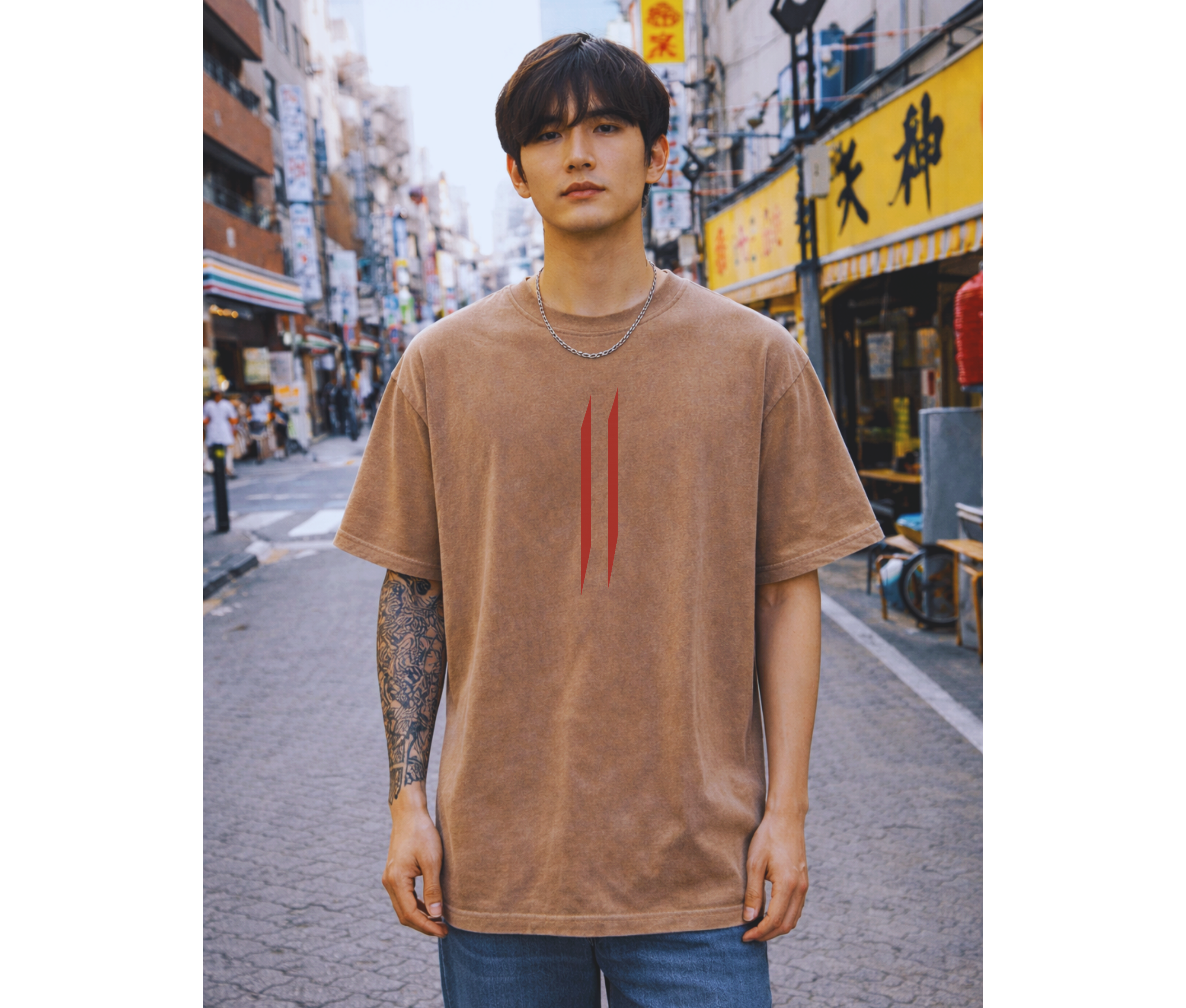 2-Sided Oversized Anime Flame Warrior Tee | Vintage Ninja Streetwear