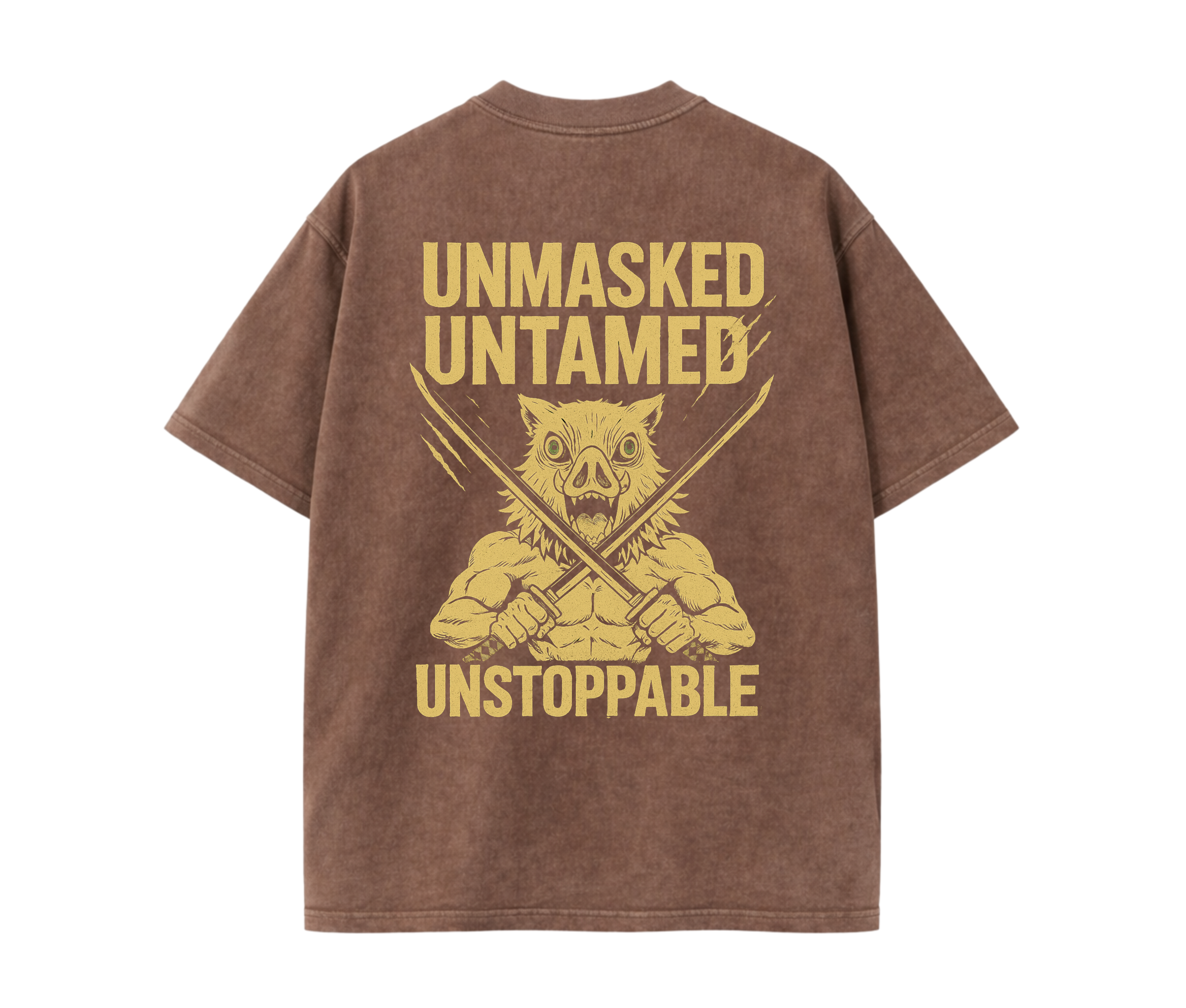 2-Sided Oversized T-Shirt | Anime Boar Mask Vintage Tee