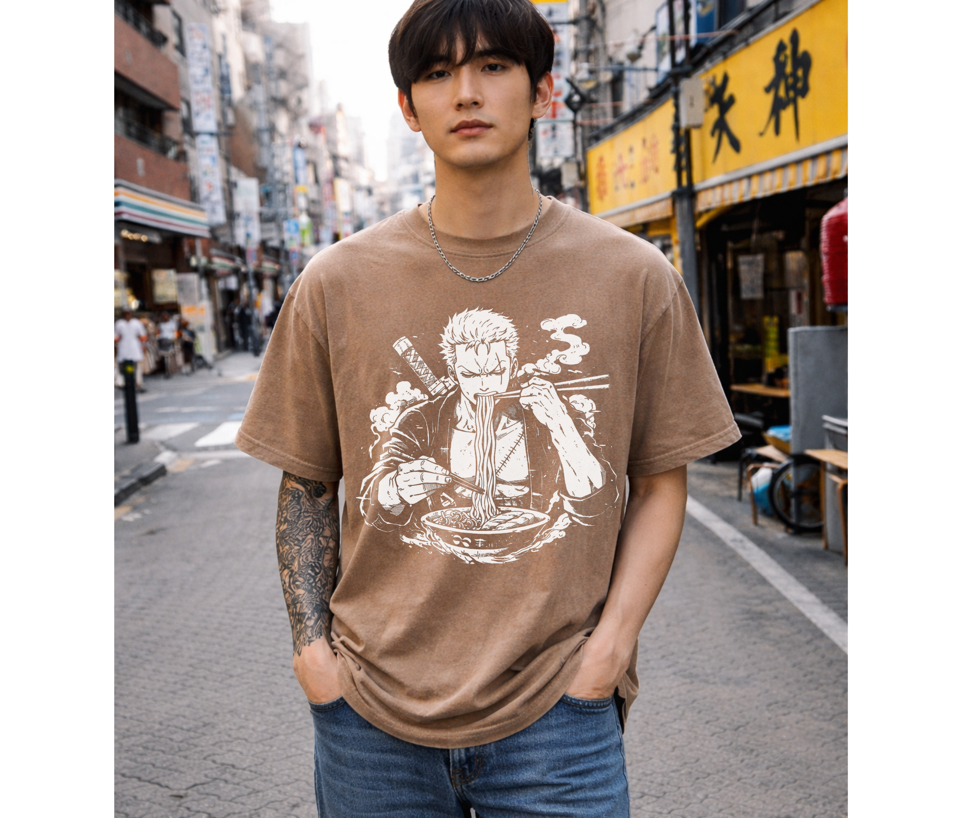 Ramen Warrior Anime Streetwear Tee | Black Oversized Graphic Shirt