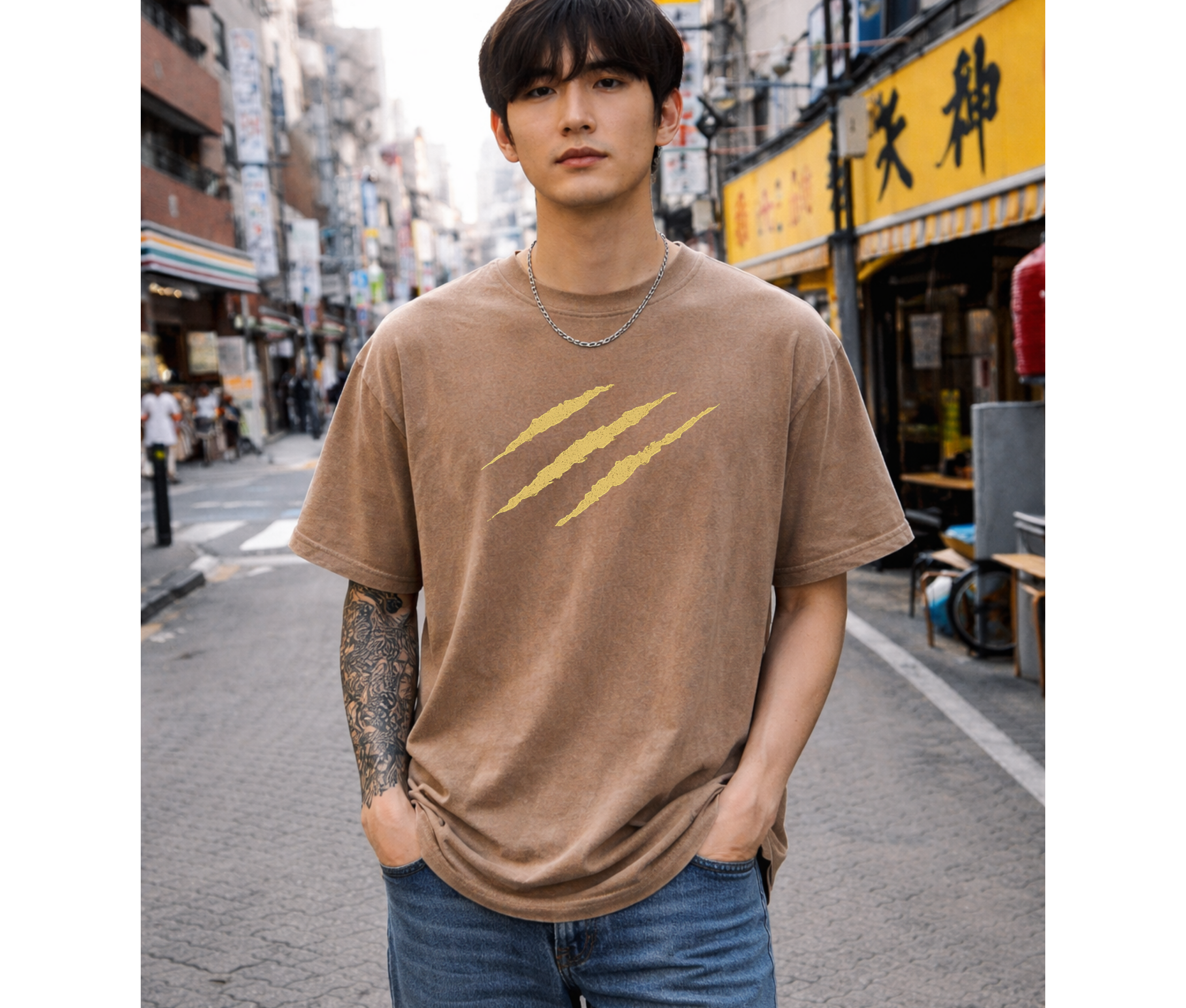 2-Sided Oversized T-Shirt | Anime Boar Mask Vintage Tee