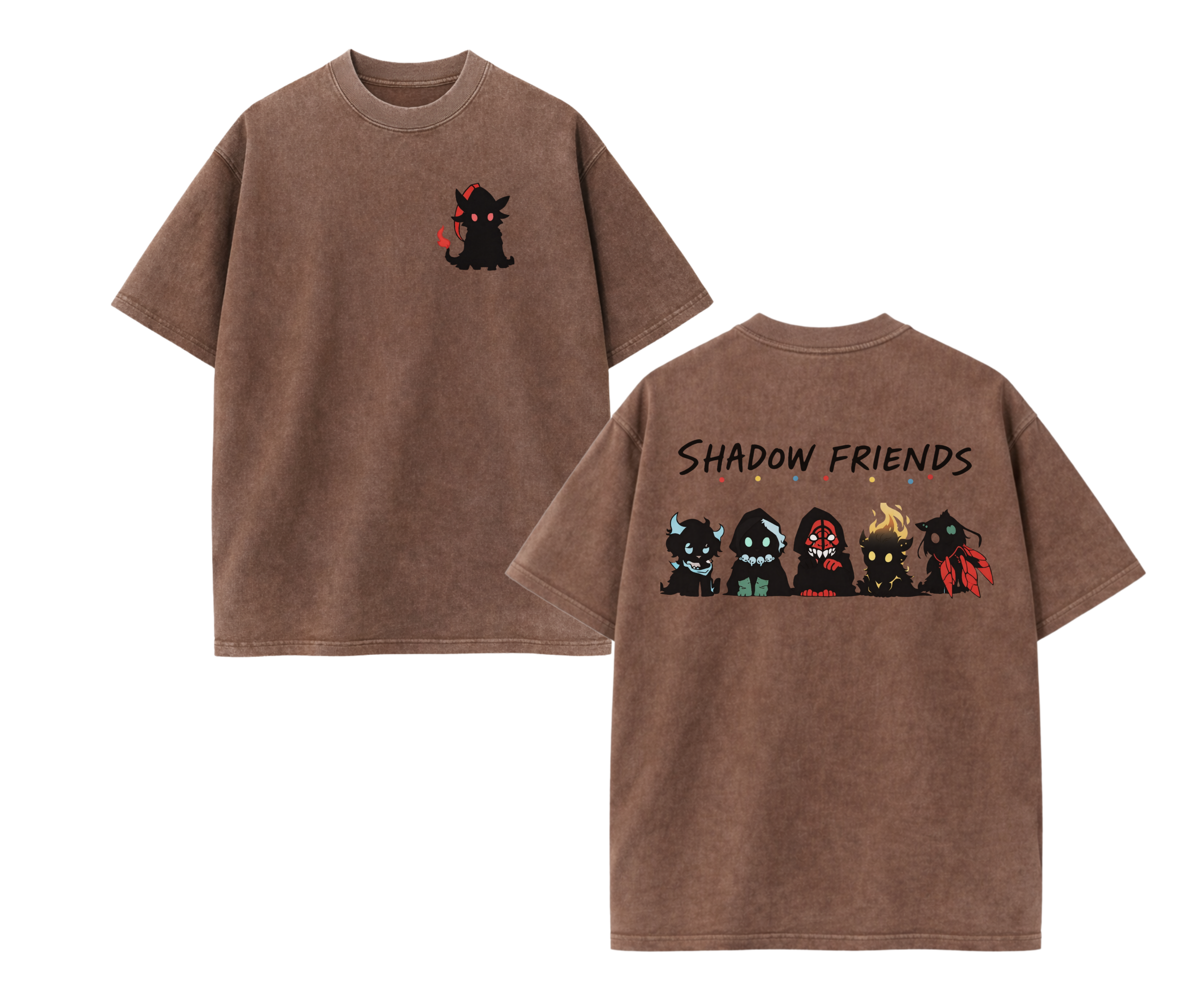 2-Sided Shadow Friends Chibi Anime Graphic T-Shirt