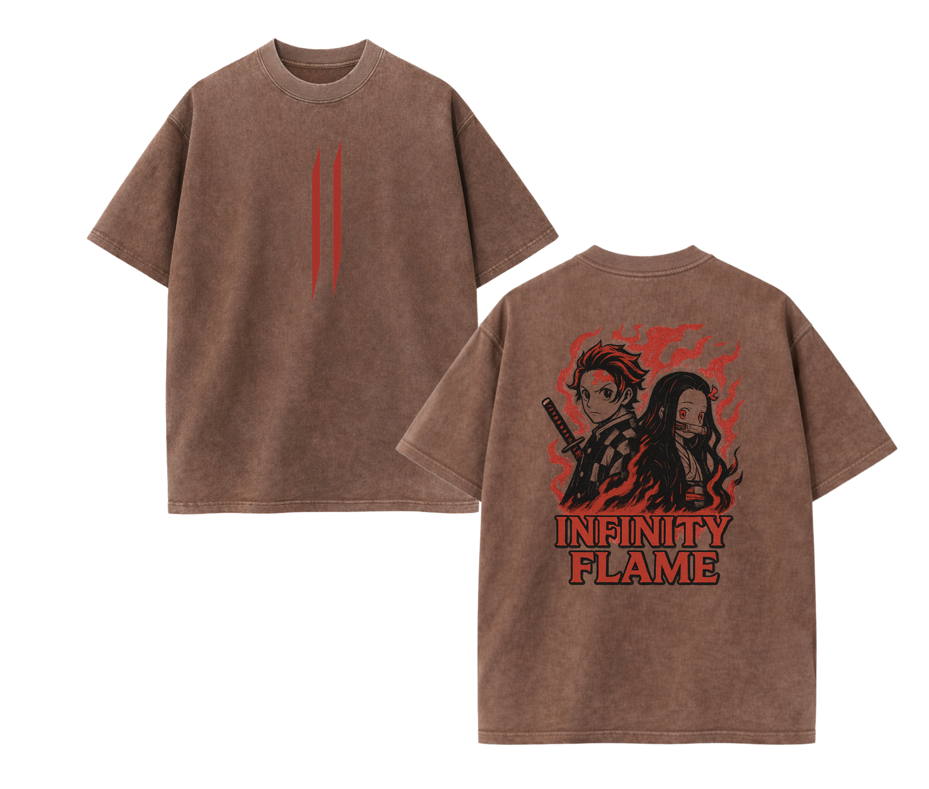 2-Sided Oversized Anime Flame Warrior Tee | Vintage Ninja Streetwear