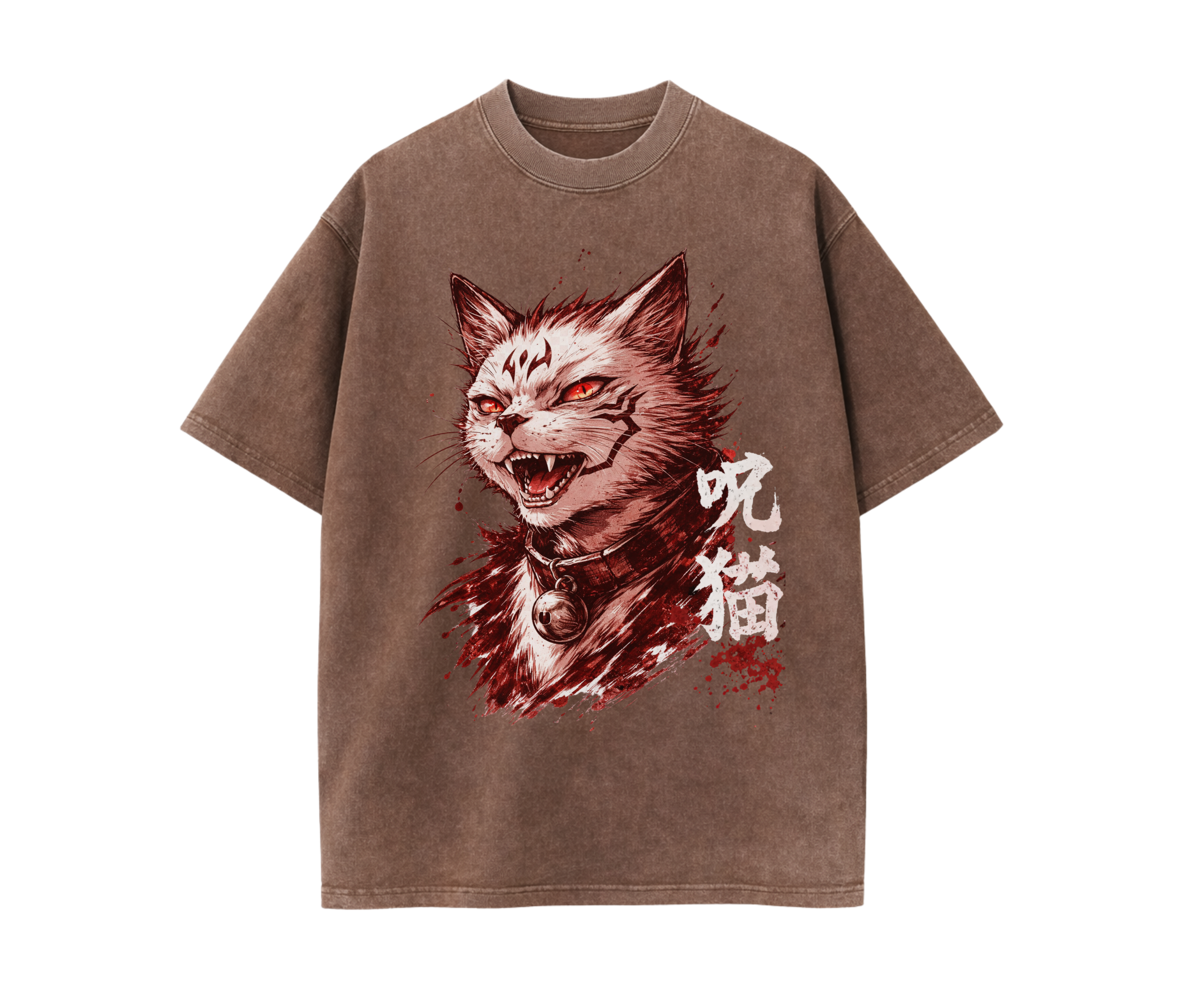 Cursed Cat Anime T-Shirt – Dark Anime Streetwear Graphic Tee