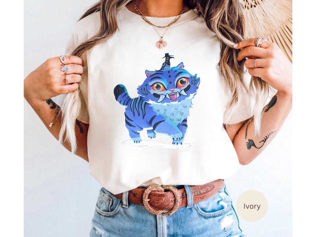 Kpop Anime Demon Hunters T-shirt - Blue Tiger Idol Graphic Tee