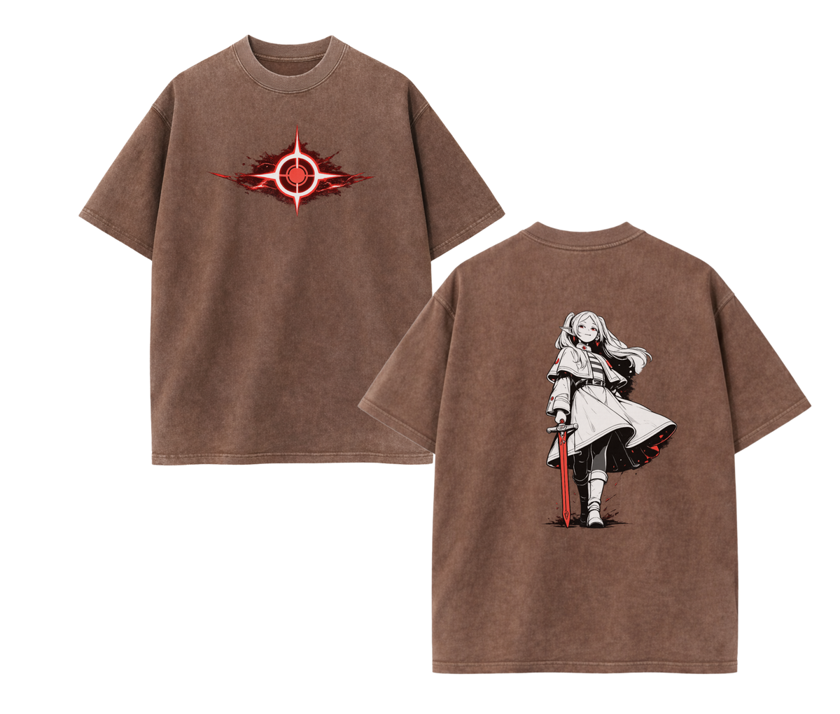 2-Sided Elf Warrior Anime Streetwear T-Shirt | Oversized Two-Sided Graphic Tee