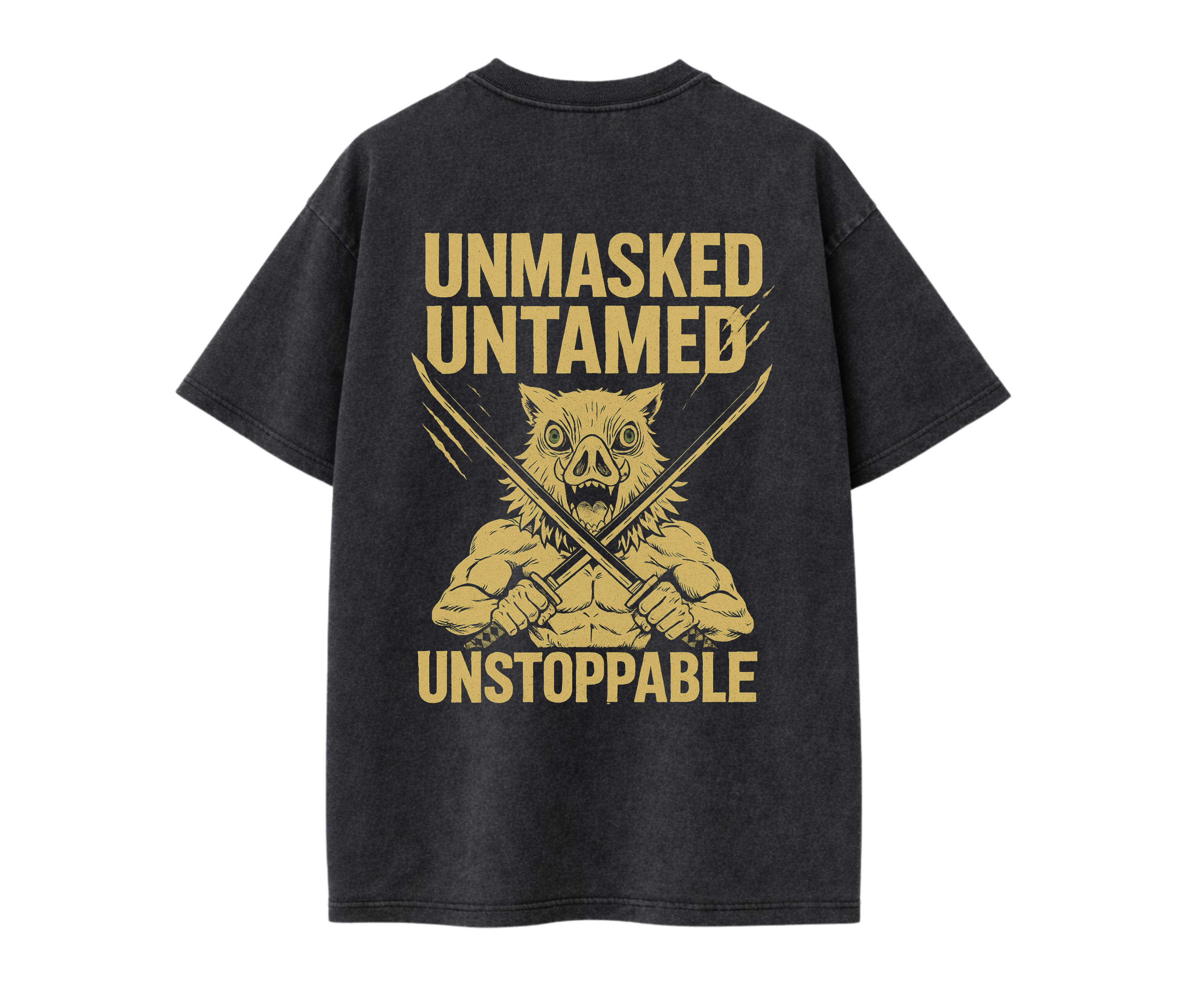 2-Sided Oversized T-Shirt | Anime Boar Mask Vintage Tee