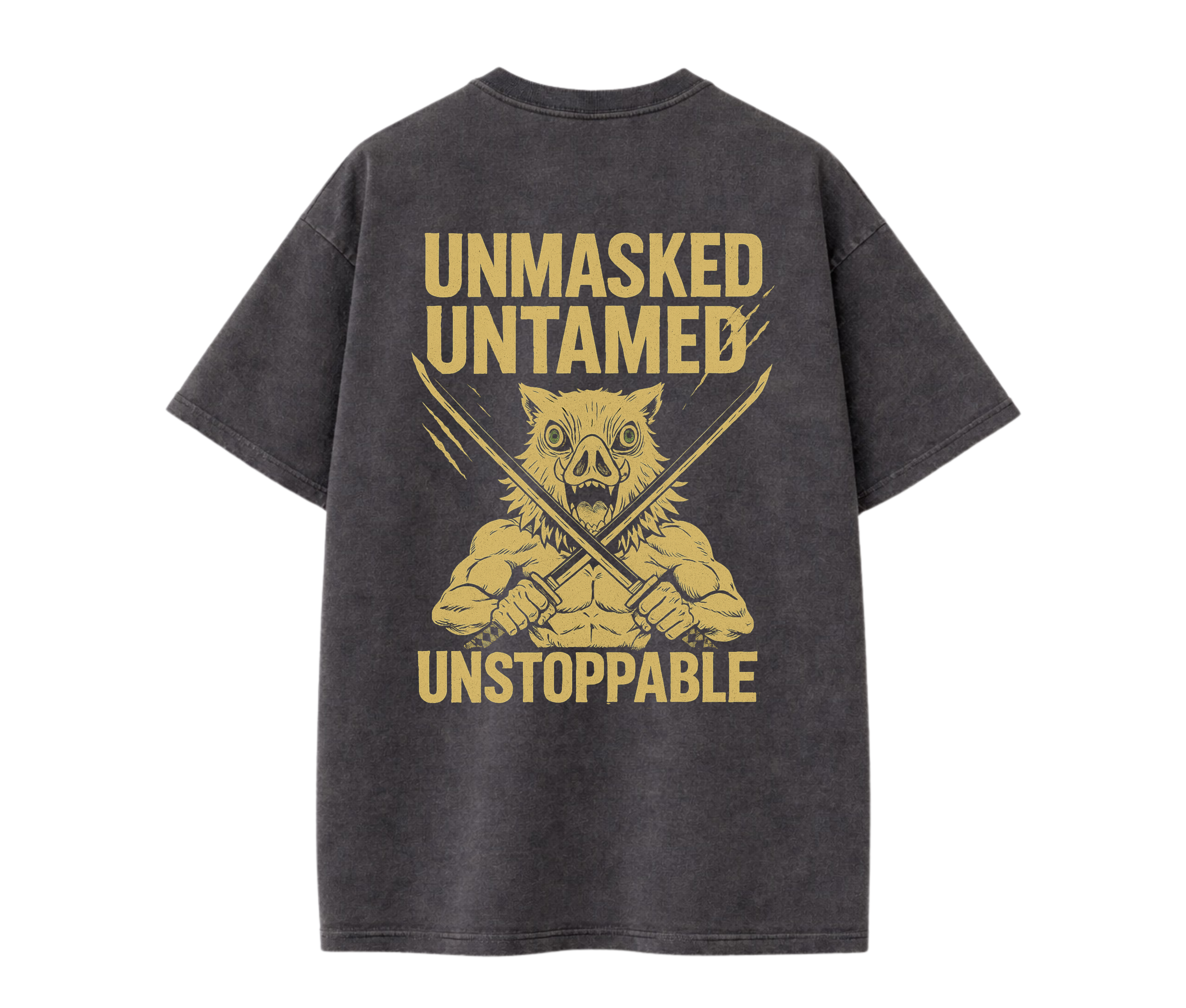 2-Sided Oversized T-Shirt | Anime Boar Mask Vintage Tee