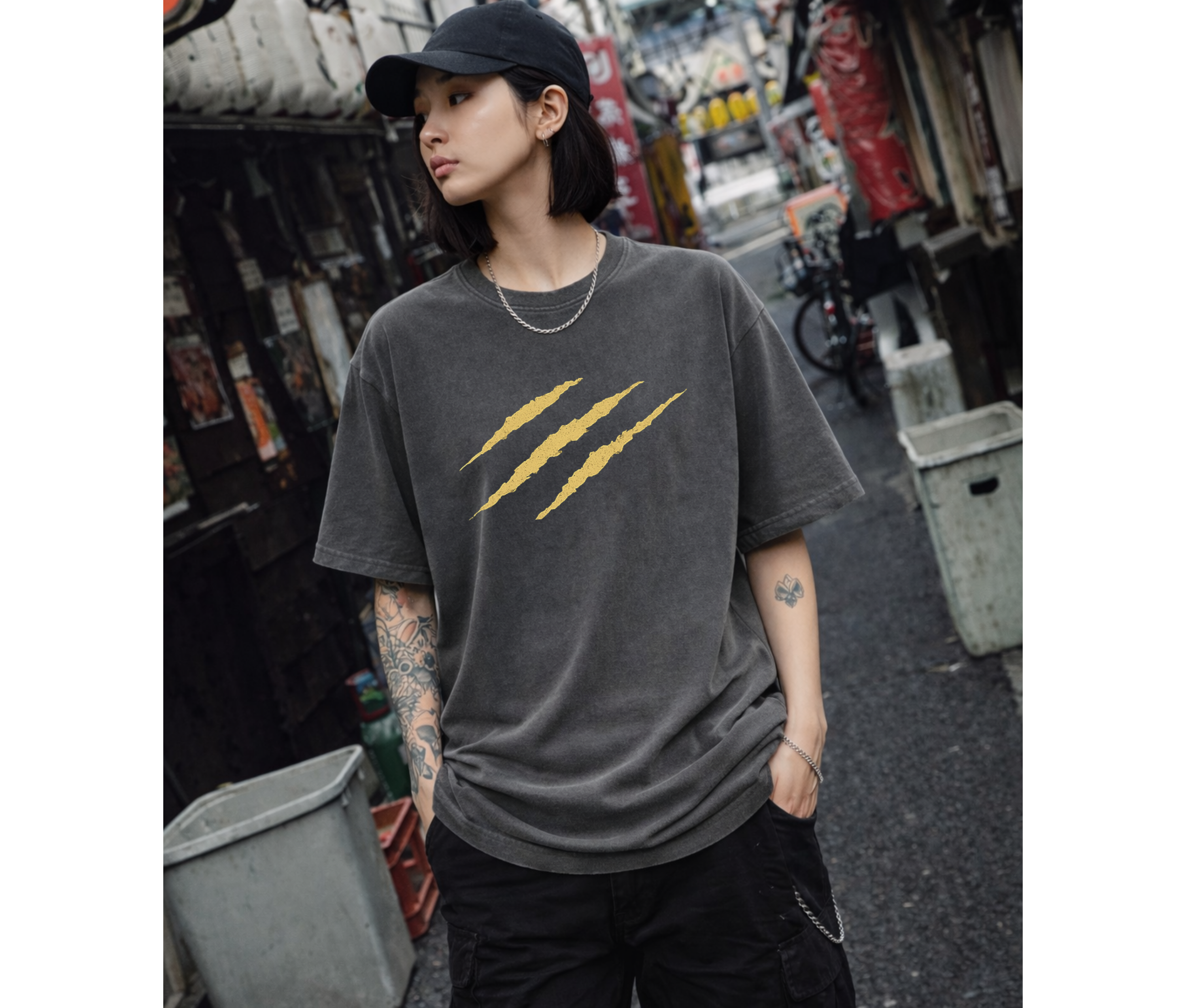 2-Sided Oversized T-Shirt | Anime Boar Mask Vintage Tee