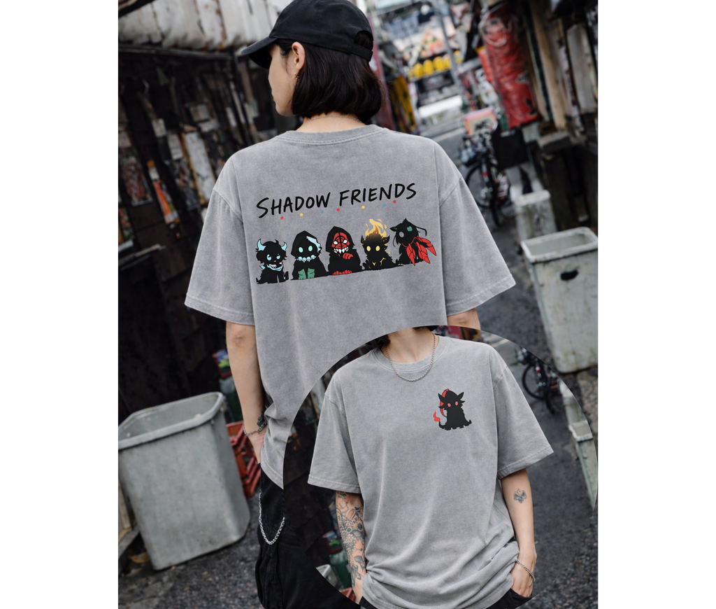 2-Sided Shadow Friends Chibi Anime Graphic T-Shirt