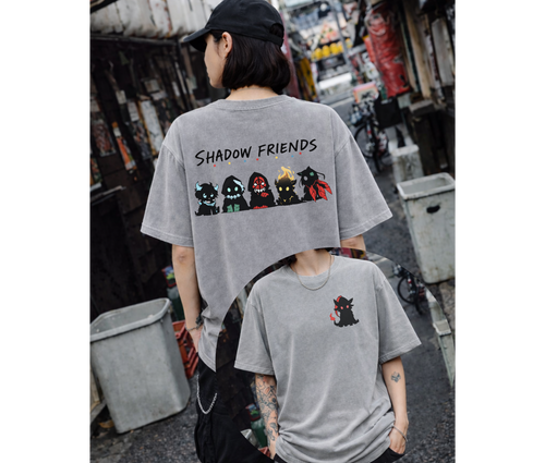 2-Sided Shadow Friends Chibi Anime Graphic T-Shirt
