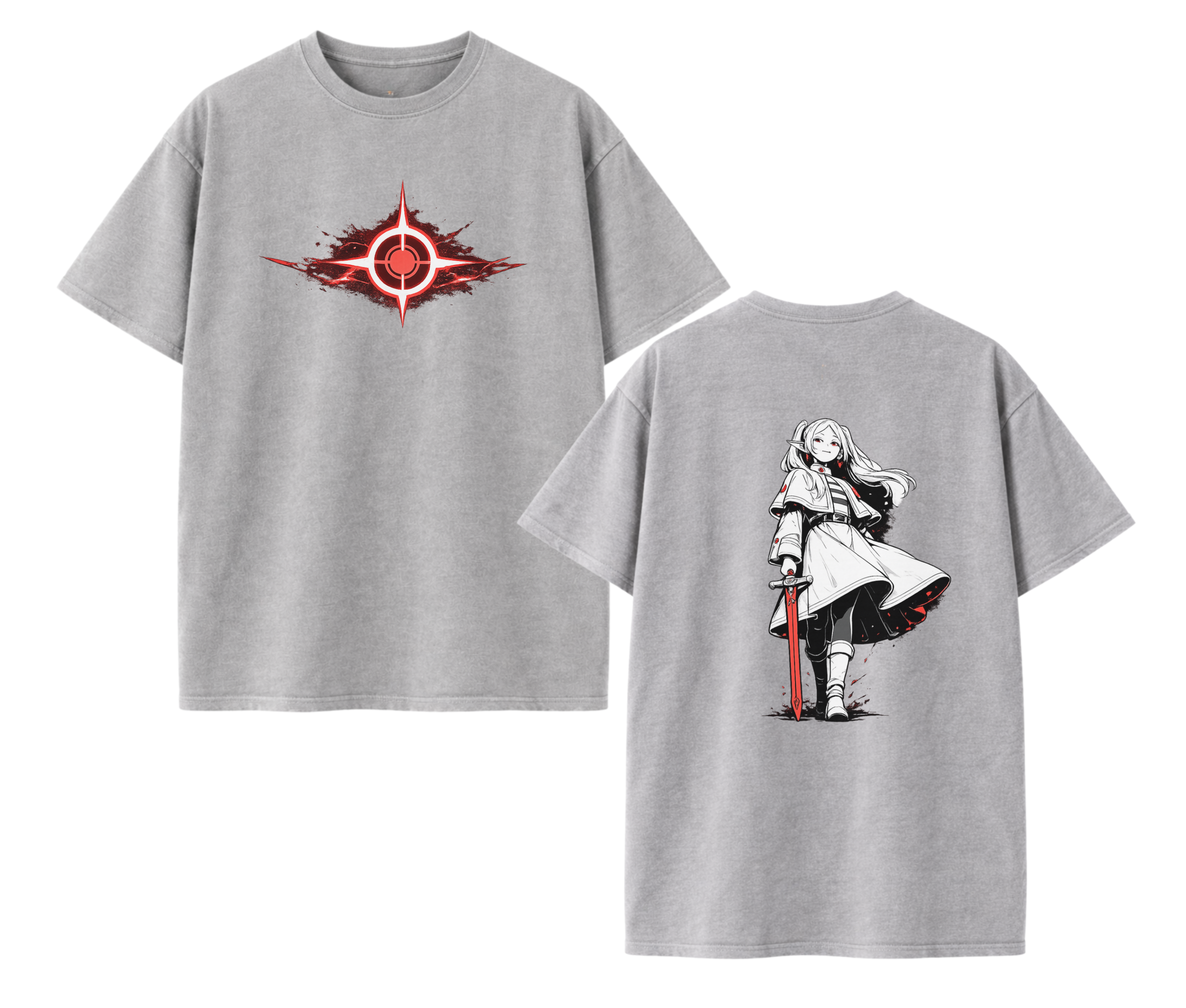 2-Sided Elf Warrior Anime Streetwear T-Shirt | Oversized Two-Sided Graphic Tee