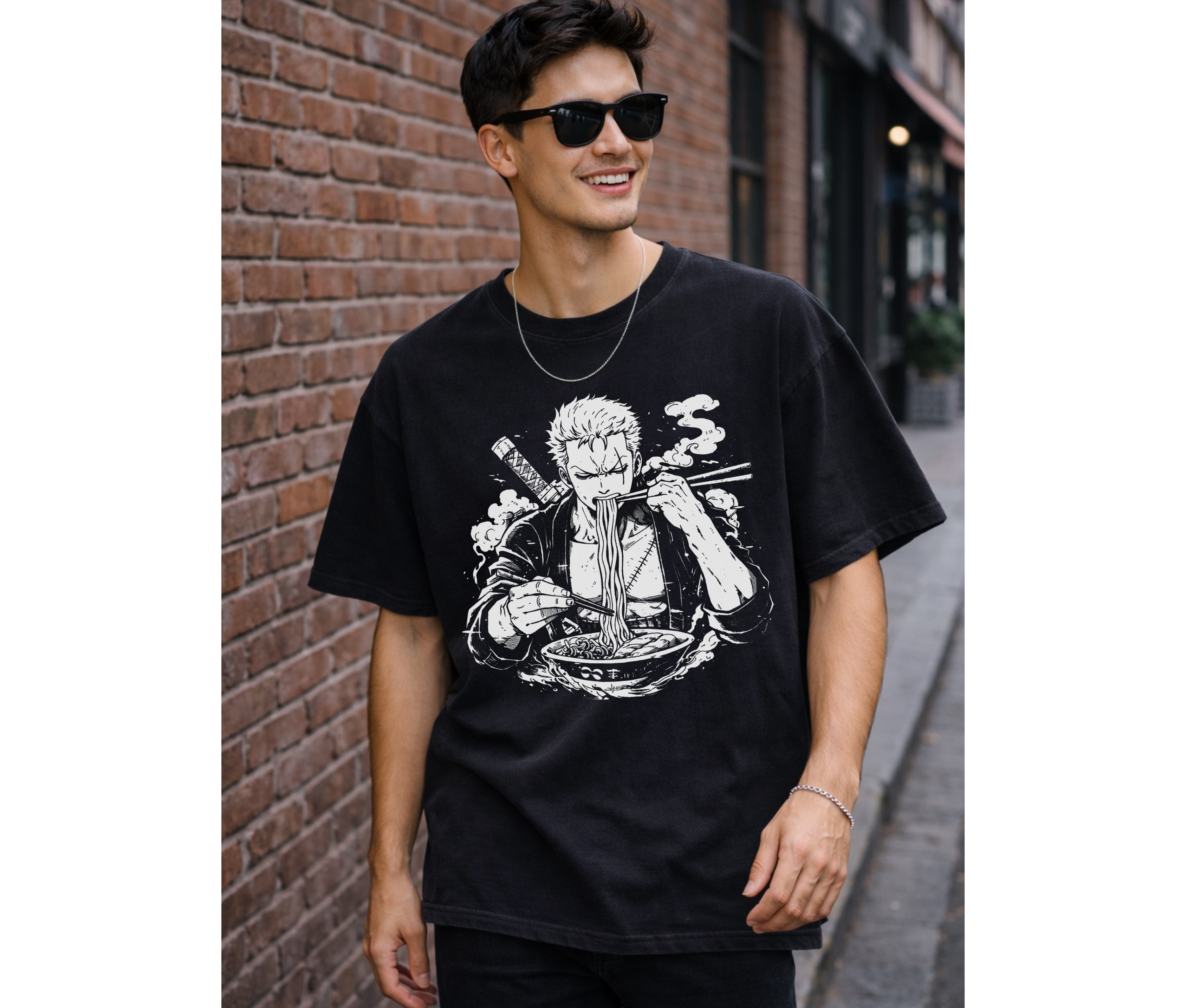 Ramen Warrior Anime Streetwear Tee | Black Oversized Graphic Shirt