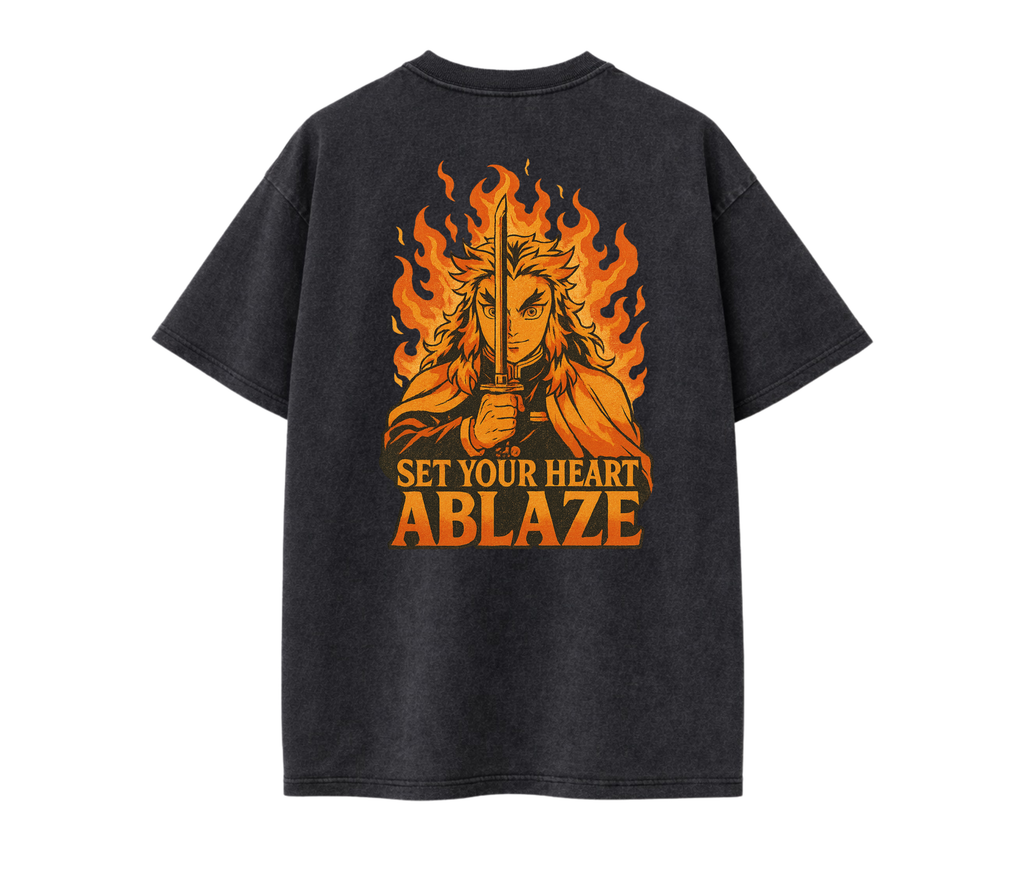 2-Sided Flame Swordsman Anime Streetwear Tee | Set Your Heart Ablaze Graphic Shirt