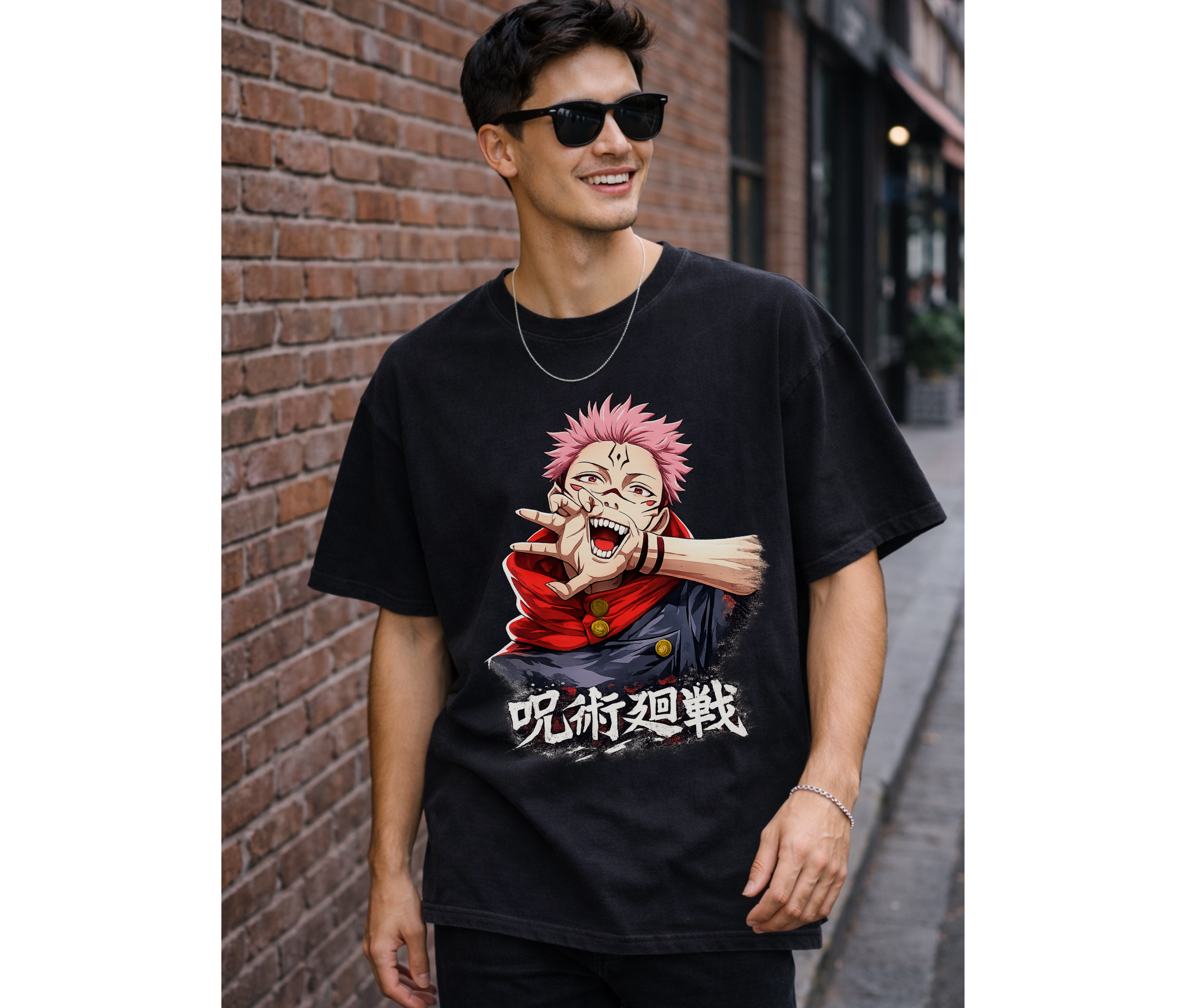 Cursed Sorcerer – Dark Anime Streetwear Oversized T-Shirt