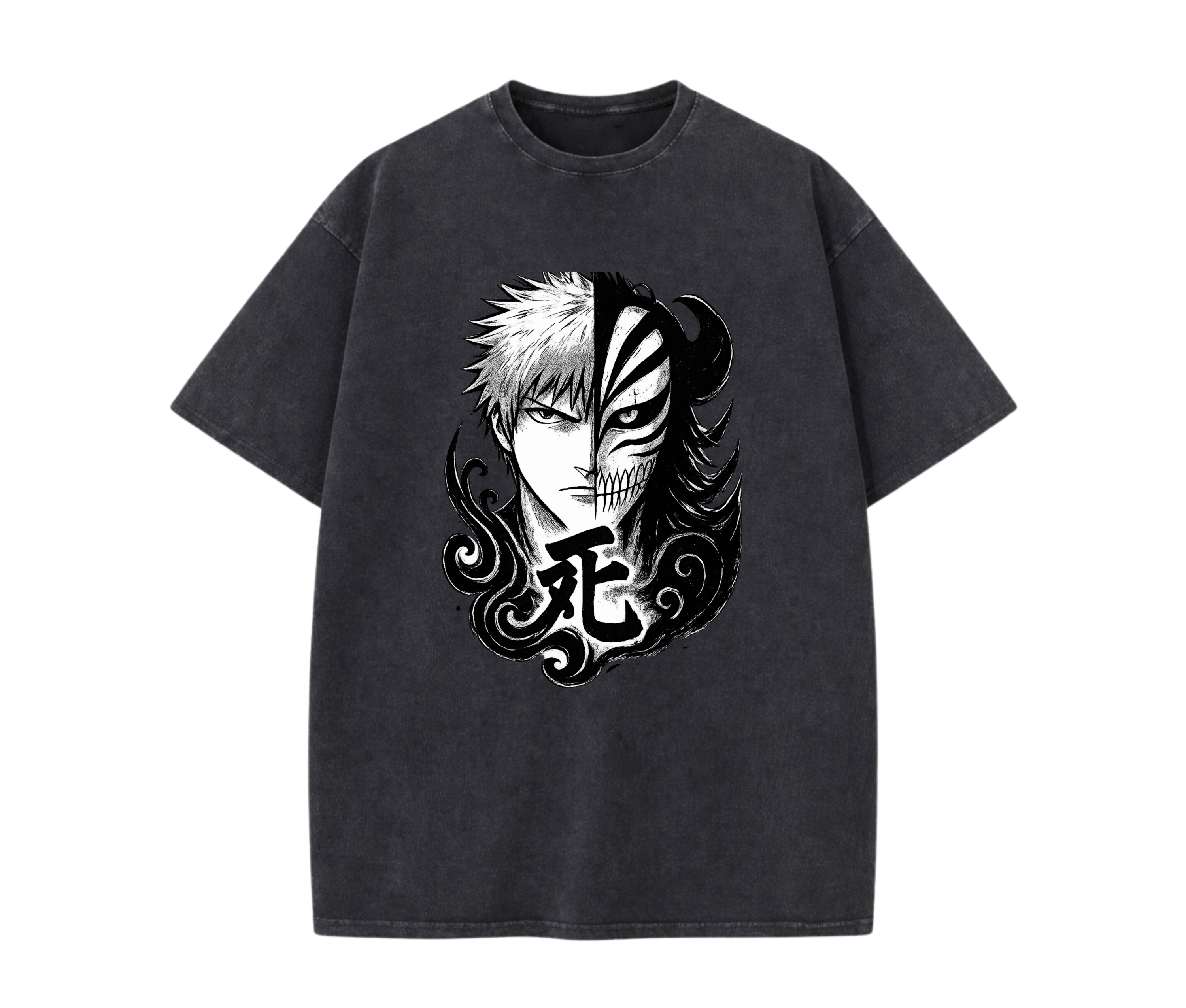 Split Fate Mask – Dark Anime Streetwear Oversized Tee