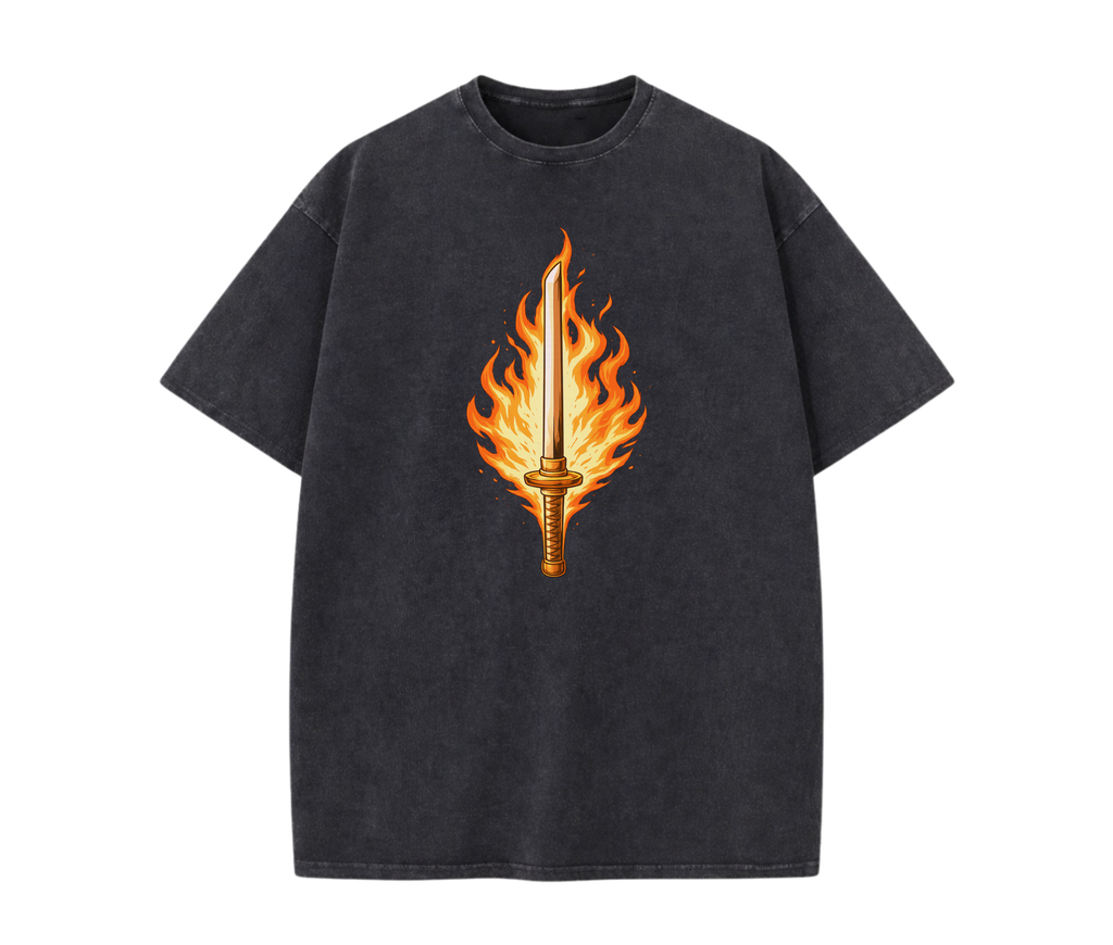 2-Sided Flame Swordsman Anime Streetwear Tee | Set Your Heart Ablaze Graphic Shirt