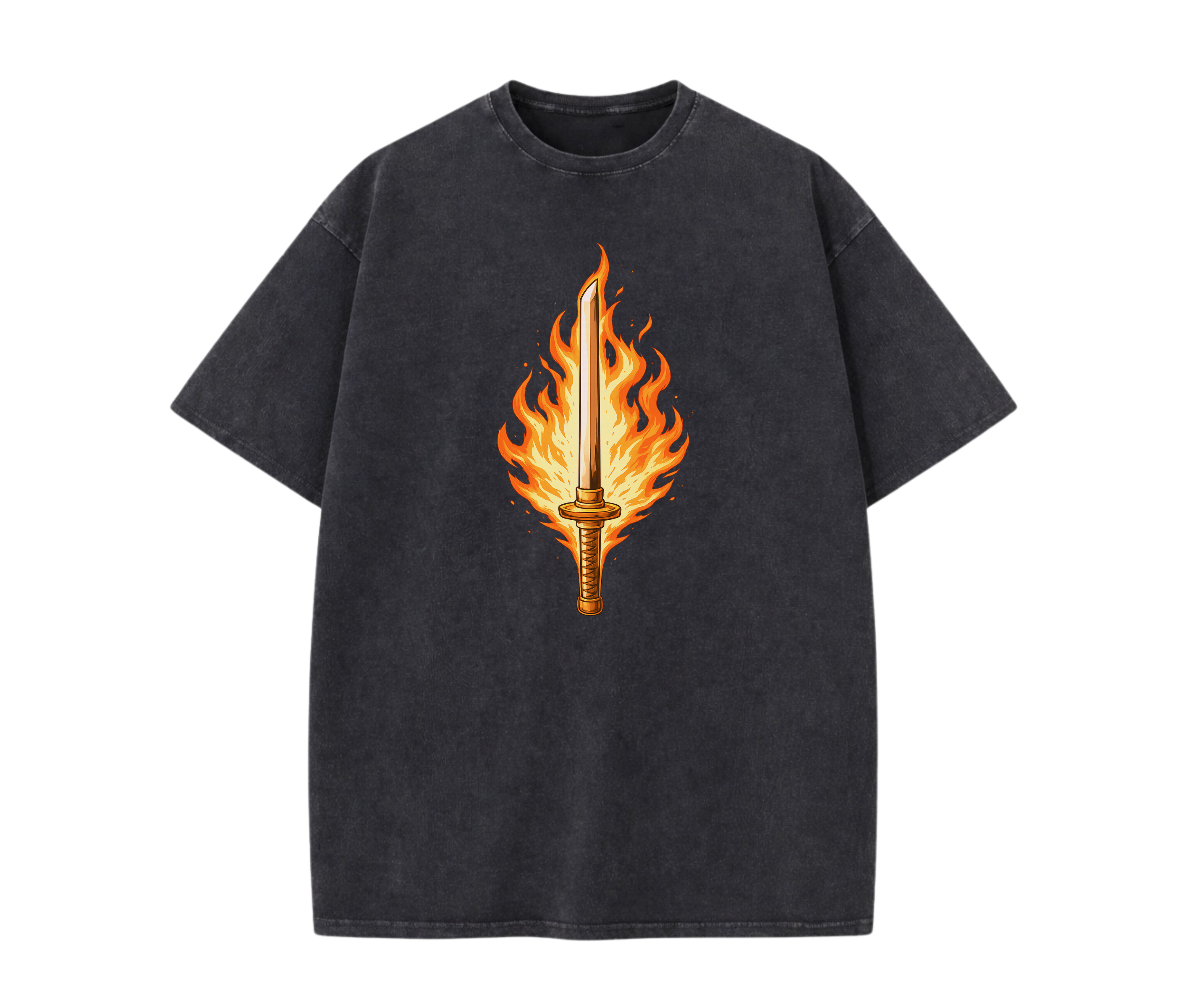 2-Sided Flame Swordsman Anime Streetwear Tee | Set Your Heart Ablaze Graphic Shirt