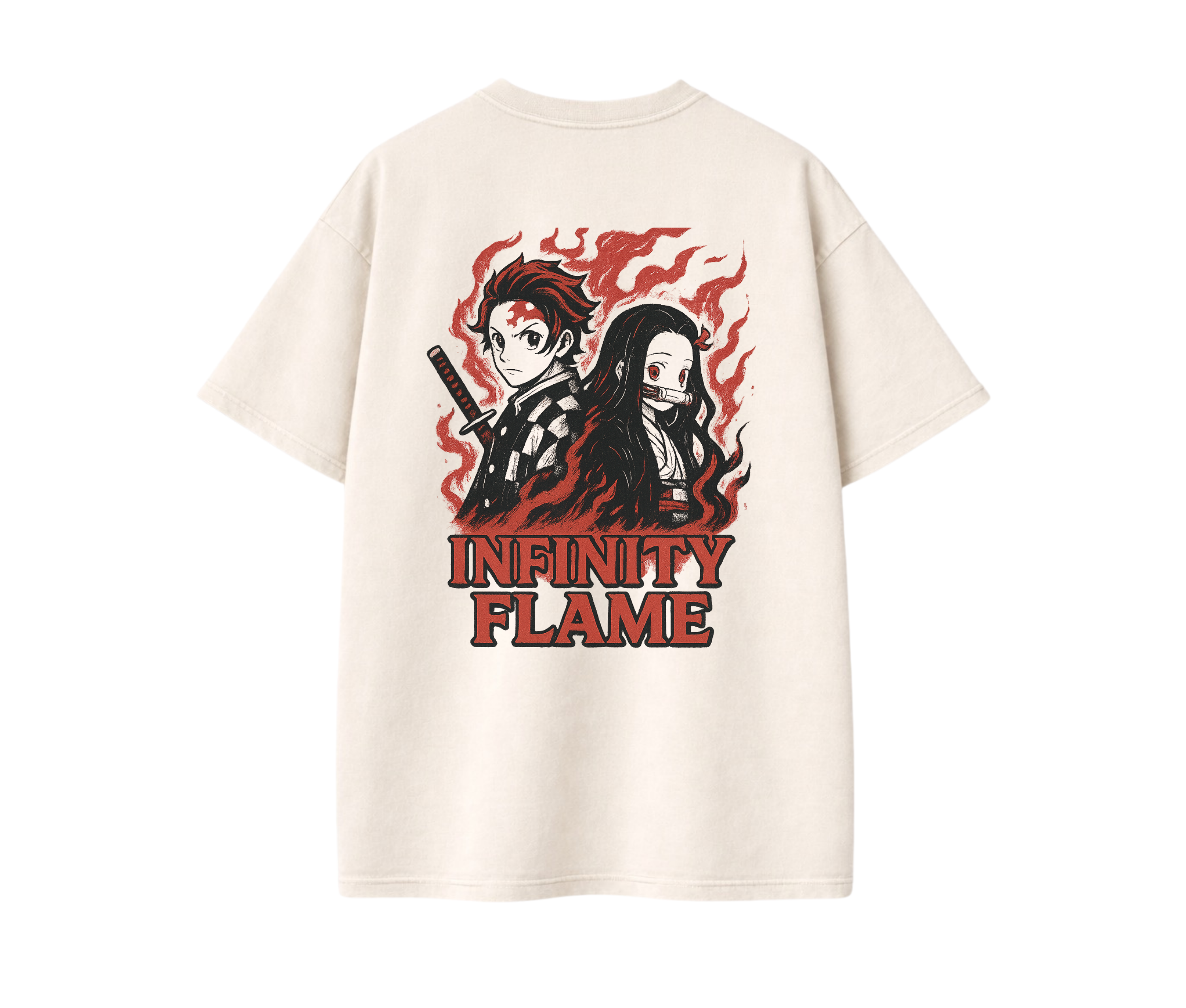 2-Sided Oversized Anime Flame Warrior Tee | Vintage Ninja Streetwear