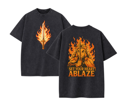 2-Sided Flame Swordsman Anime Streetwear Tee | Set Your Heart Ablaze Graphic Shirt