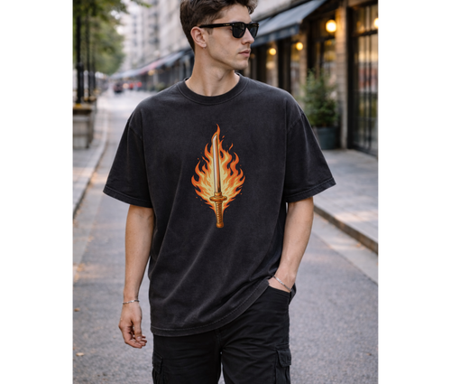 2-Sided Flame Swordsman Anime Streetwear Tee | Set Your Heart Ablaze Graphic Shirt