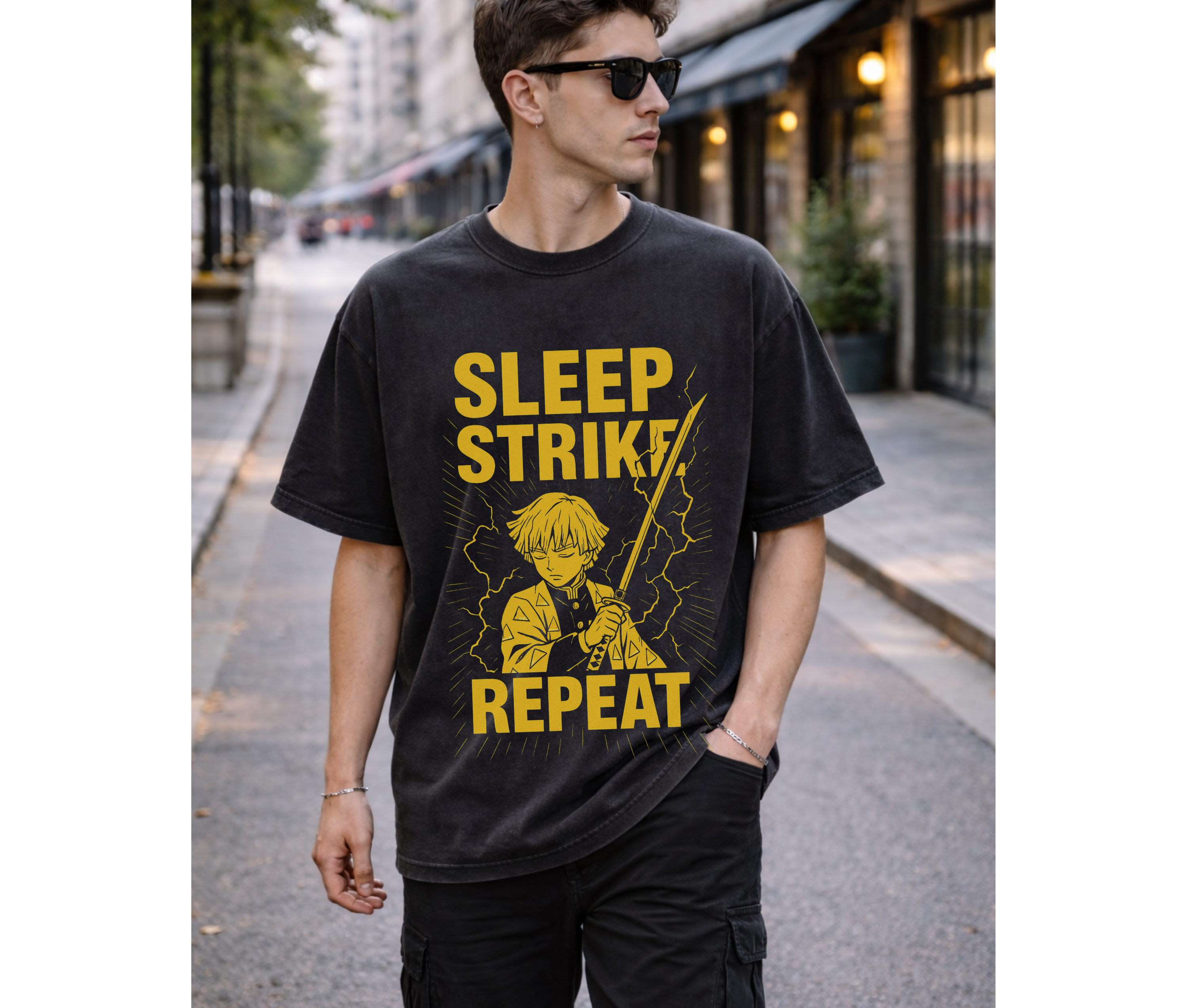Swordsman Sleep Strike Repeat Anime Streetwear T-Shirt
