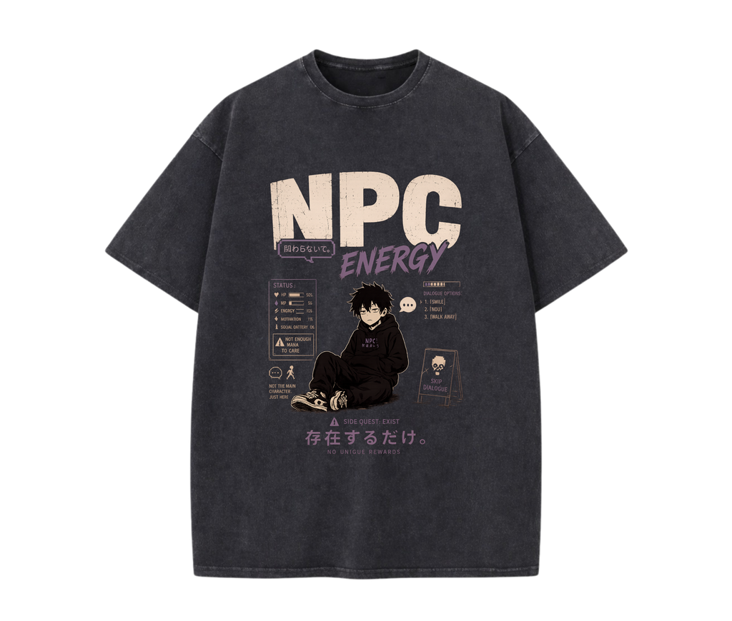 NPC Energy Anime Graphic Tee — Minimal Japanese Streetwear