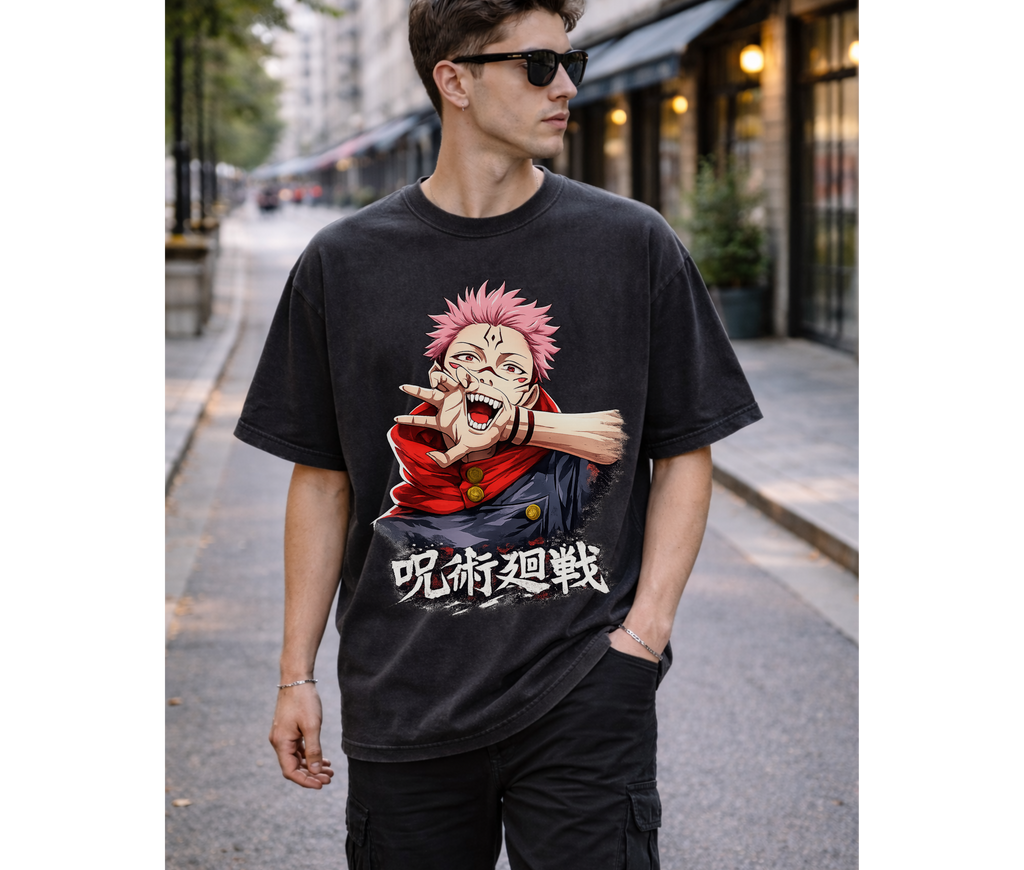 Cursed Sorcerer – Dark Anime Streetwear Oversized T-Shirt
