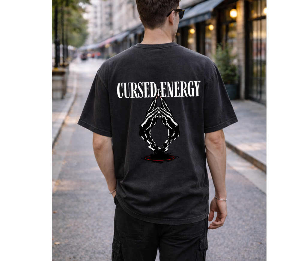 2-Sided Cursed Energy Minimal Tee – Luxury Anime Streetwear Graphic Shirt