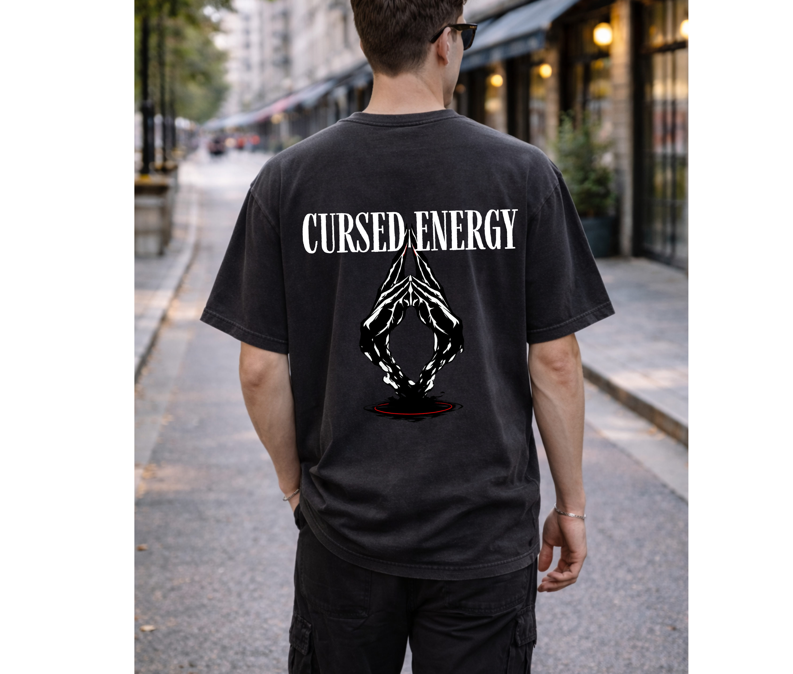 2-Sided Cursed Energy Minimal Tee – Luxury Anime Streetwear Graphic Shirt