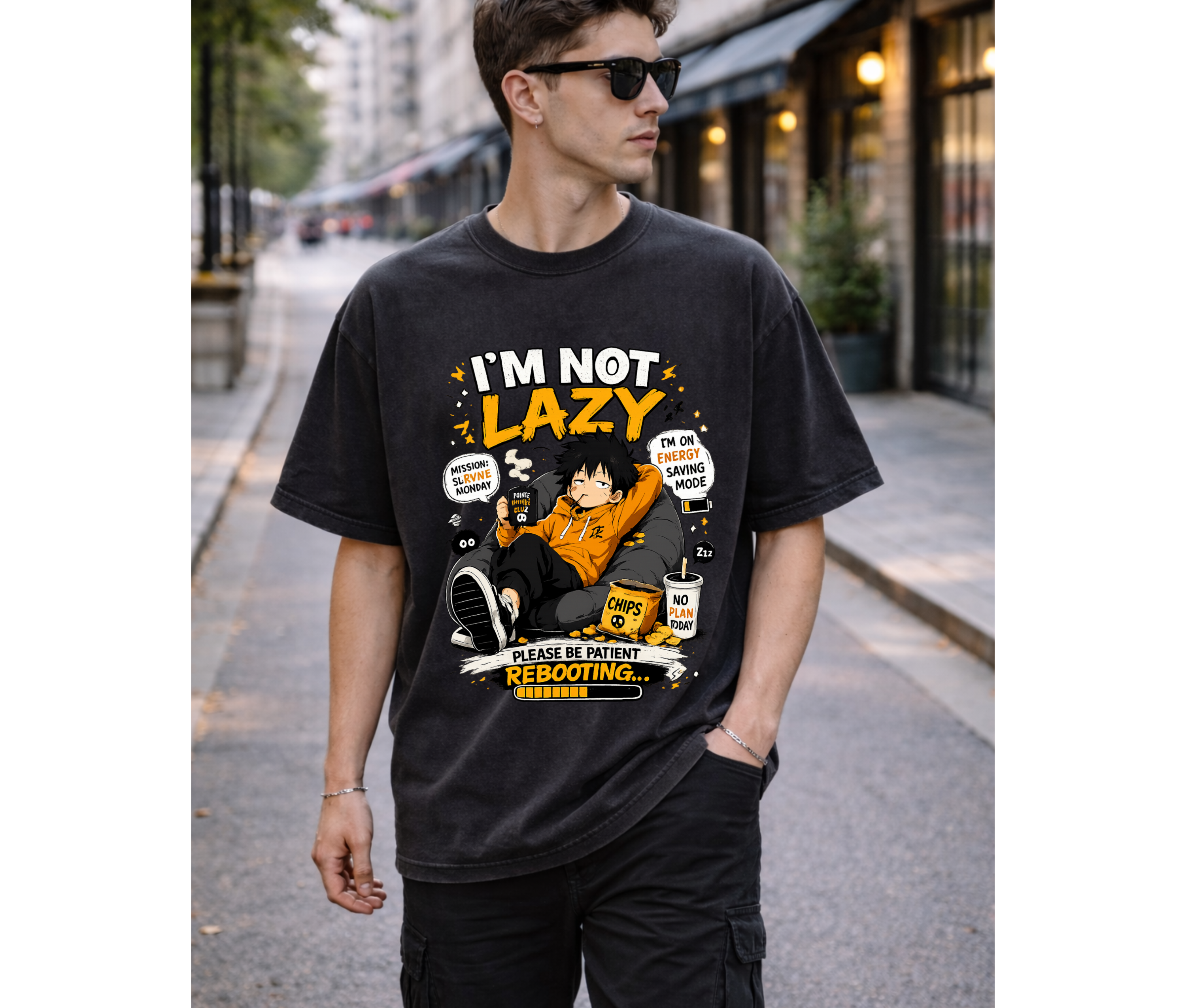 I’m Not Lazy Anime Shirt | Funny Oversized Gamer Streetwear Tee