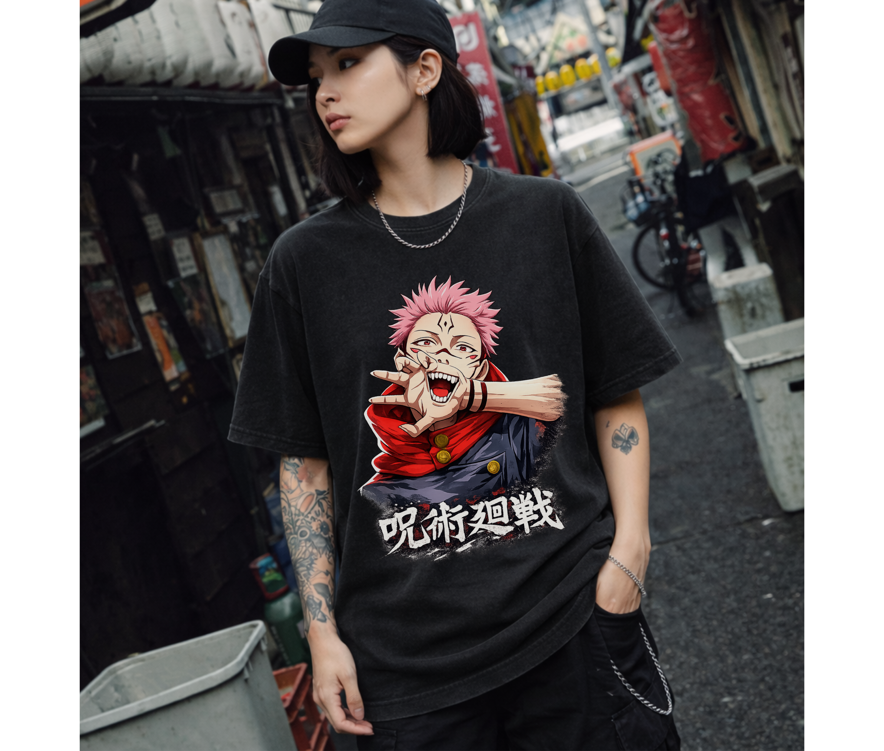 Cursed Sorcerer – Dark Anime Streetwear Oversized T-Shirt