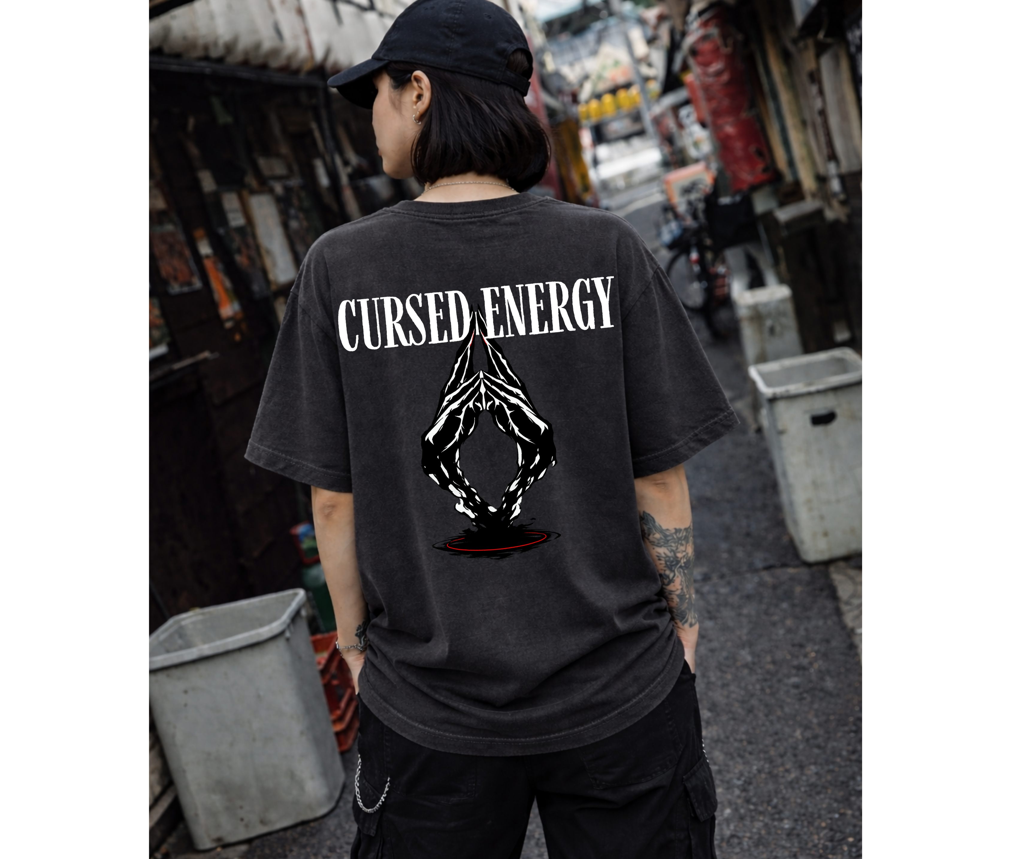 2-Sided Cursed Energy Minimal Tee – Luxury Anime Streetwear Graphic Shirt