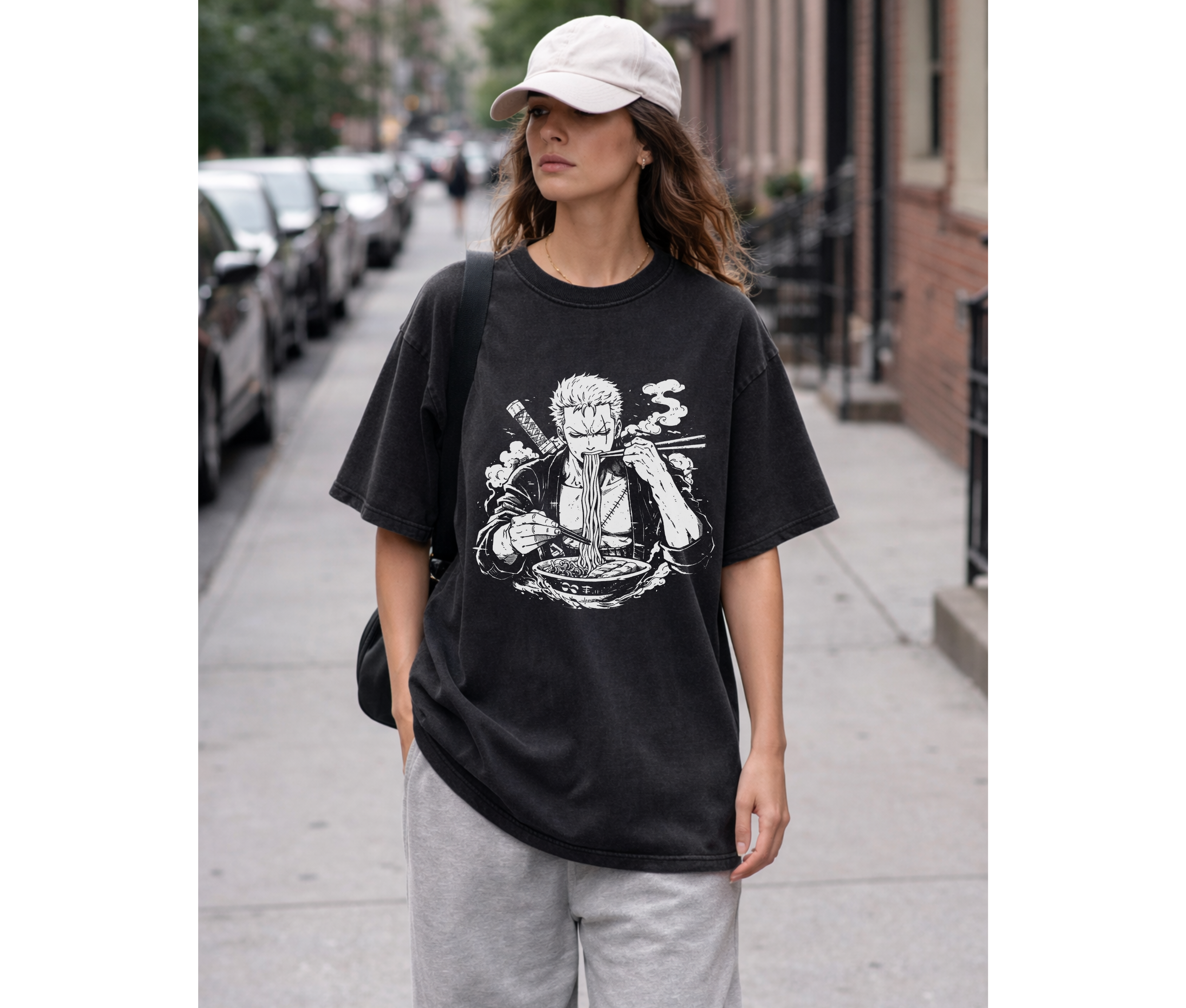 Ramen Warrior Anime Streetwear Tee | Black Oversized Graphic Shirt