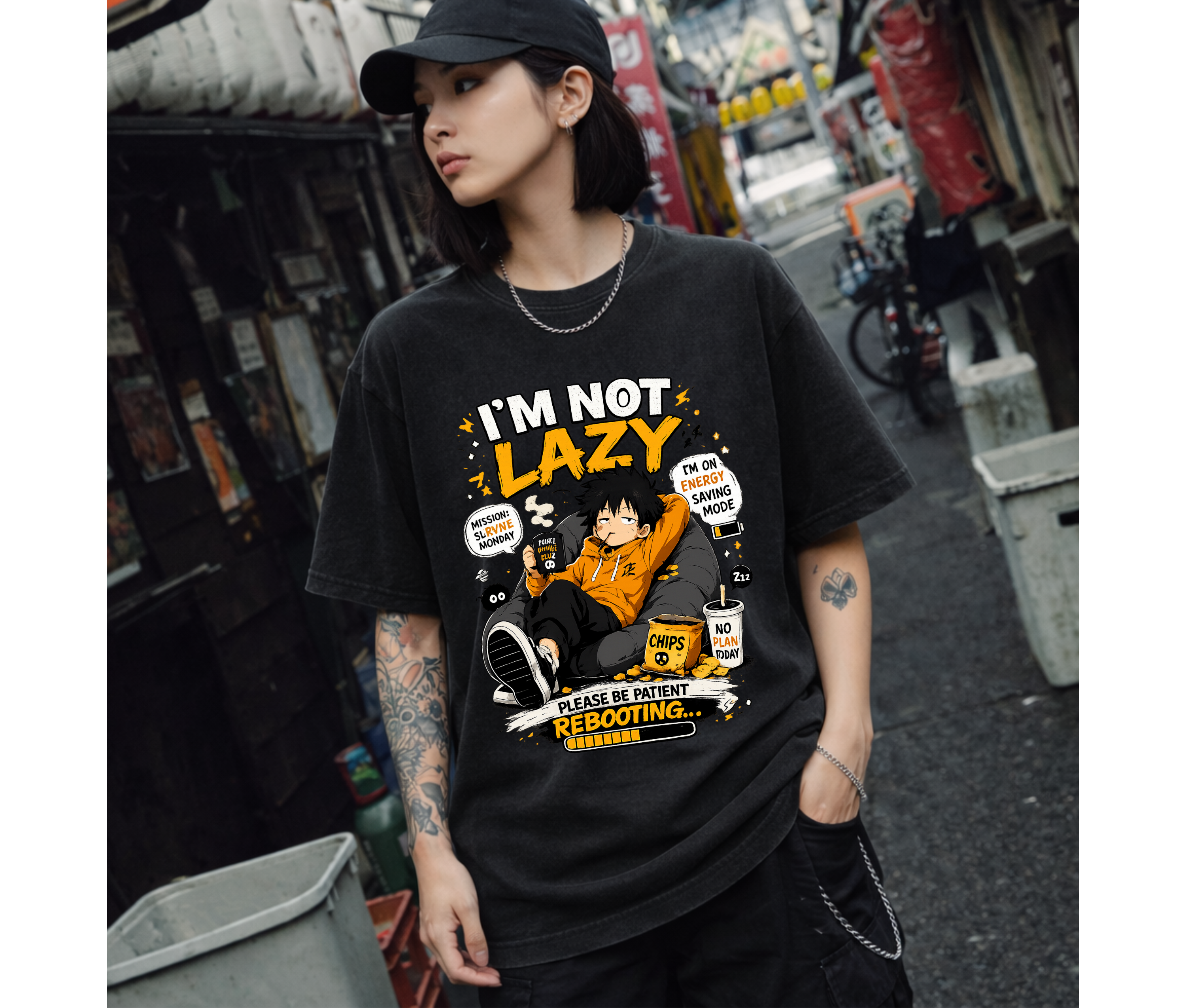 I’m Not Lazy Anime Shirt | Funny Oversized Gamer Streetwear Tee