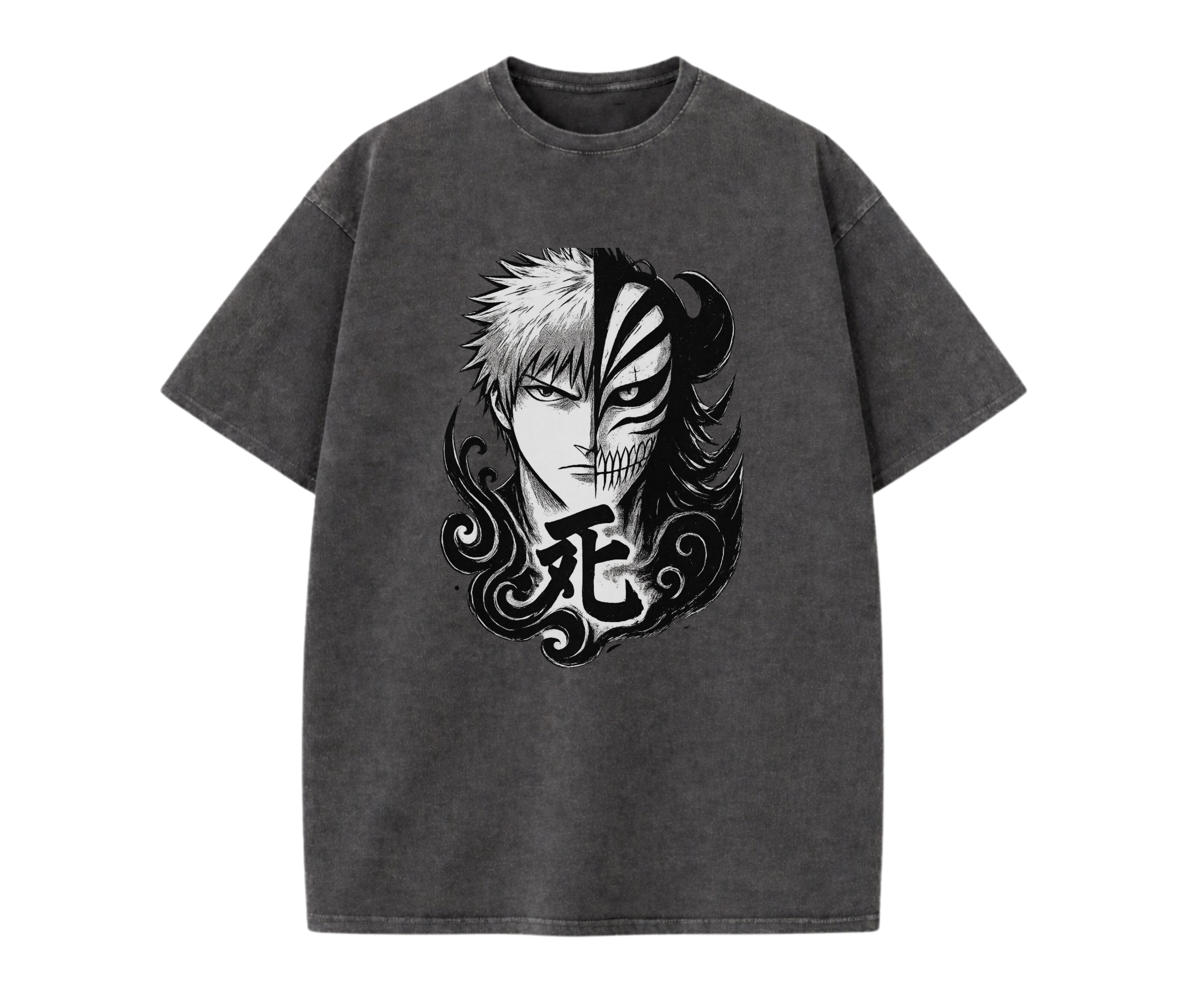 Split Fate Mask – Dark Anime Streetwear Oversized Tee