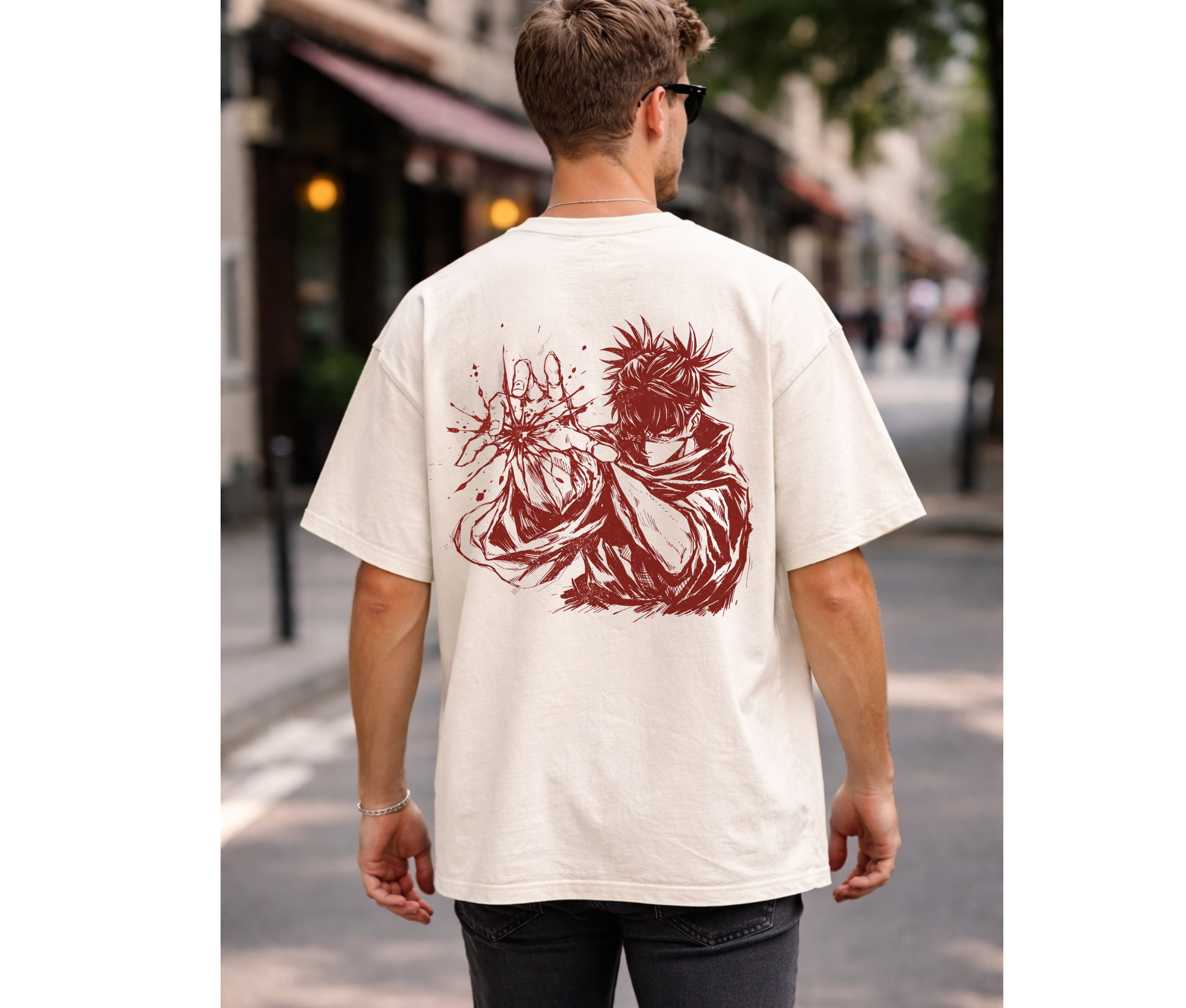 Crimson Force – Anime Streetwear 2-Sided Oversized Tee