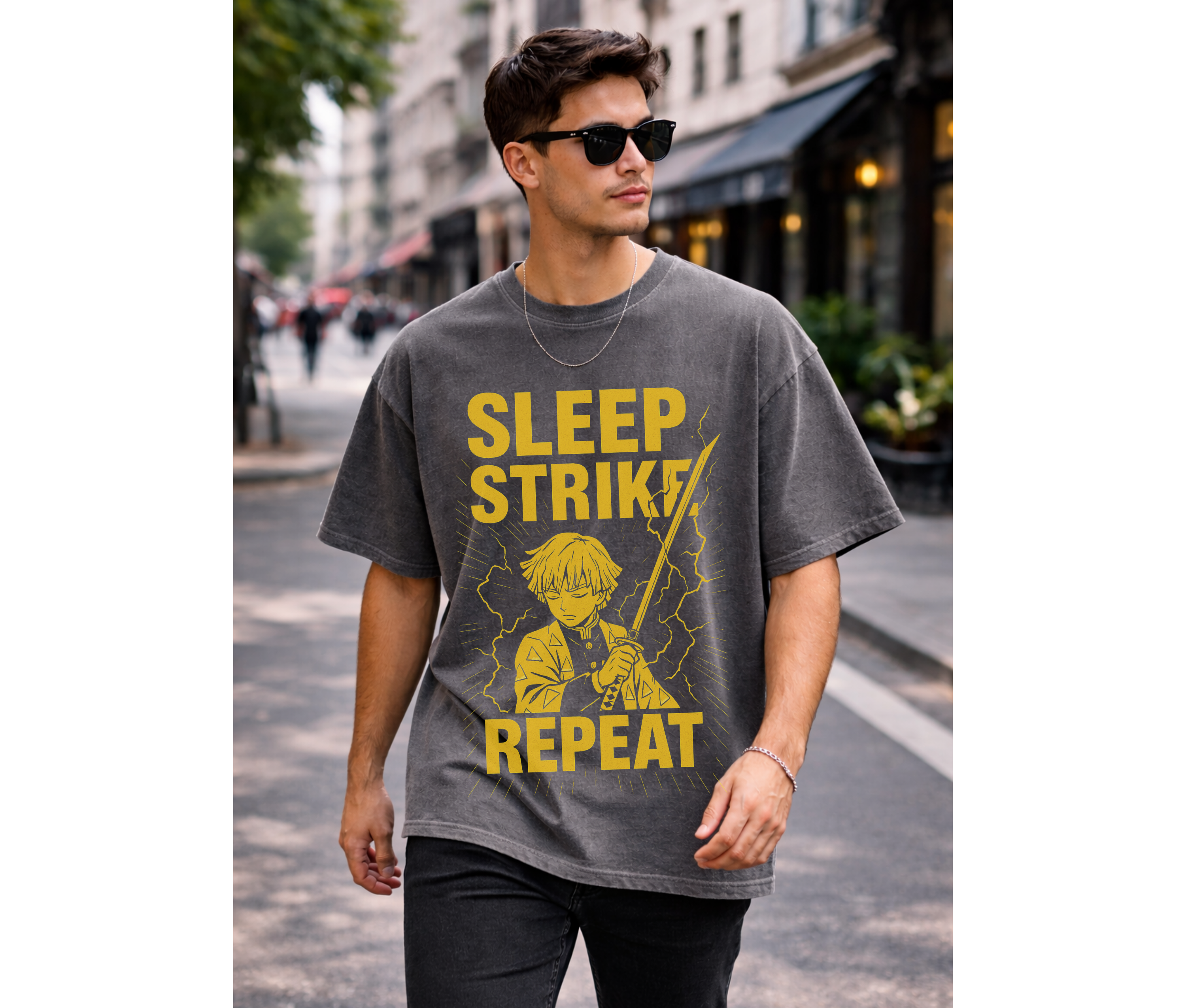 Swordsman Sleep Strike Repeat Anime Streetwear T-Shirt
