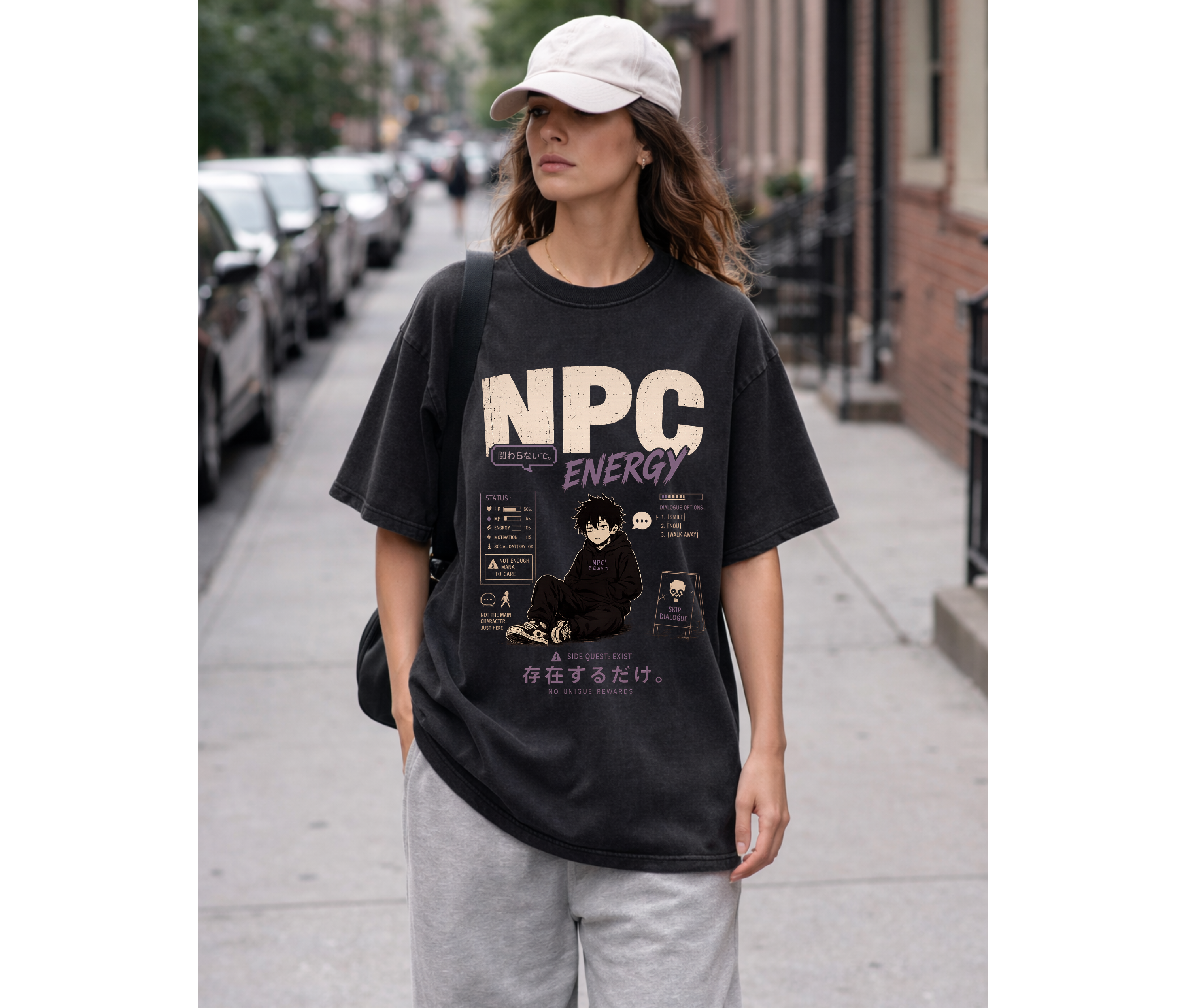 NPC Energy Anime Graphic Tee — Minimal Japanese Streetwear