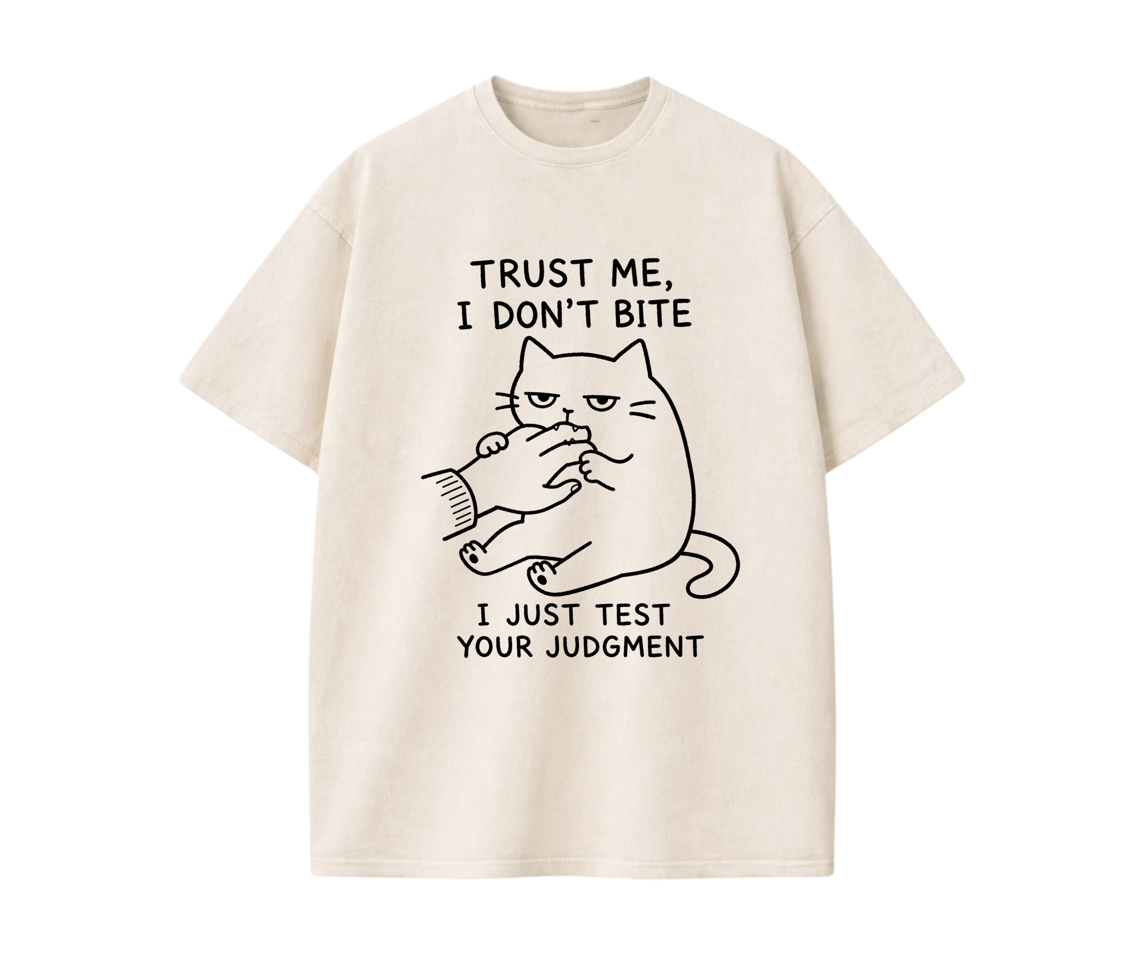 Funny Cat Graphic T-Shirt – Trust Me, I Don't Bite Oversized Unisex Tee | Cute Cat Lover Shirt