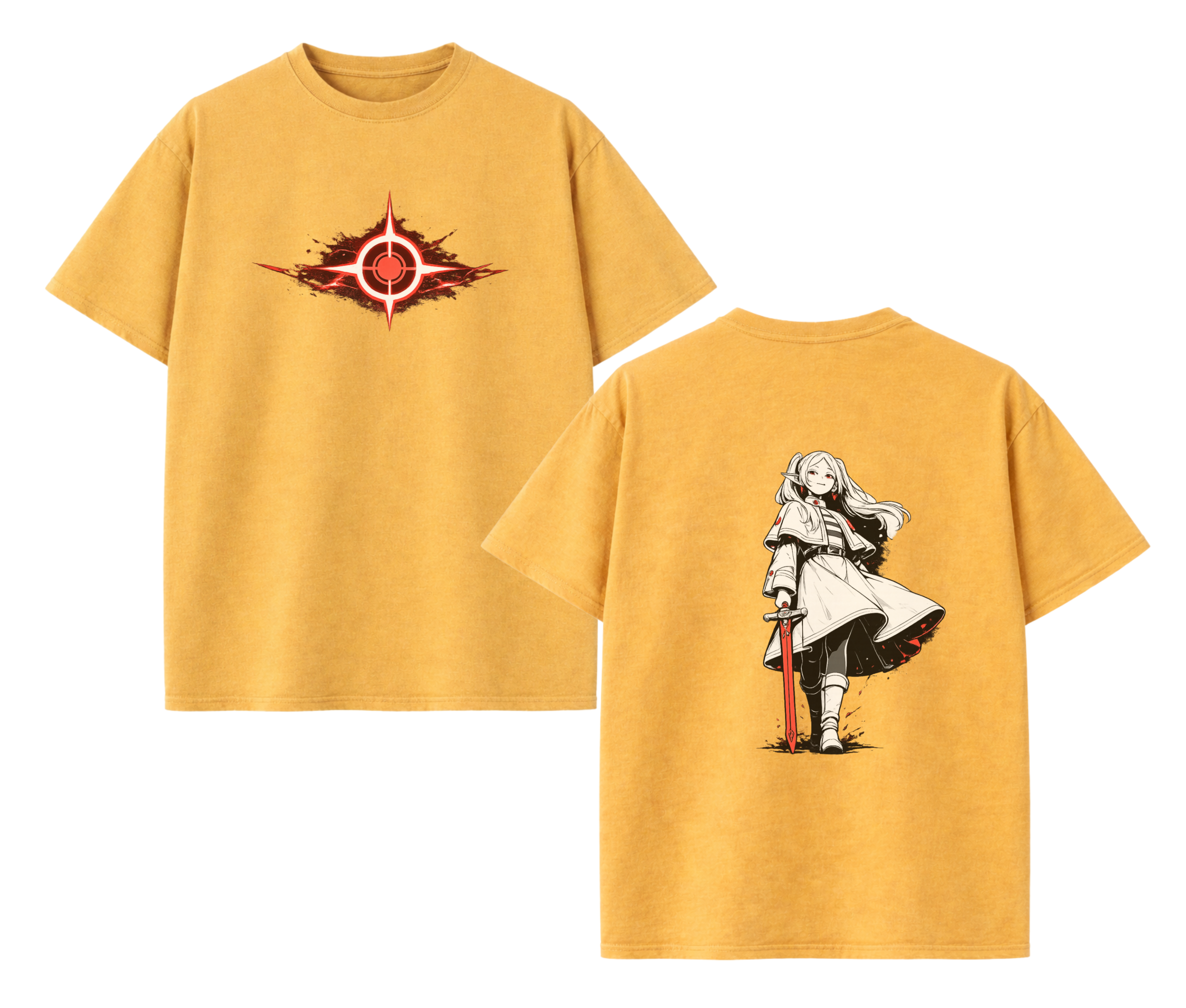 2-Sided Elf Warrior Anime Streetwear T-Shirt | Oversized Two-Sided Graphic Tee