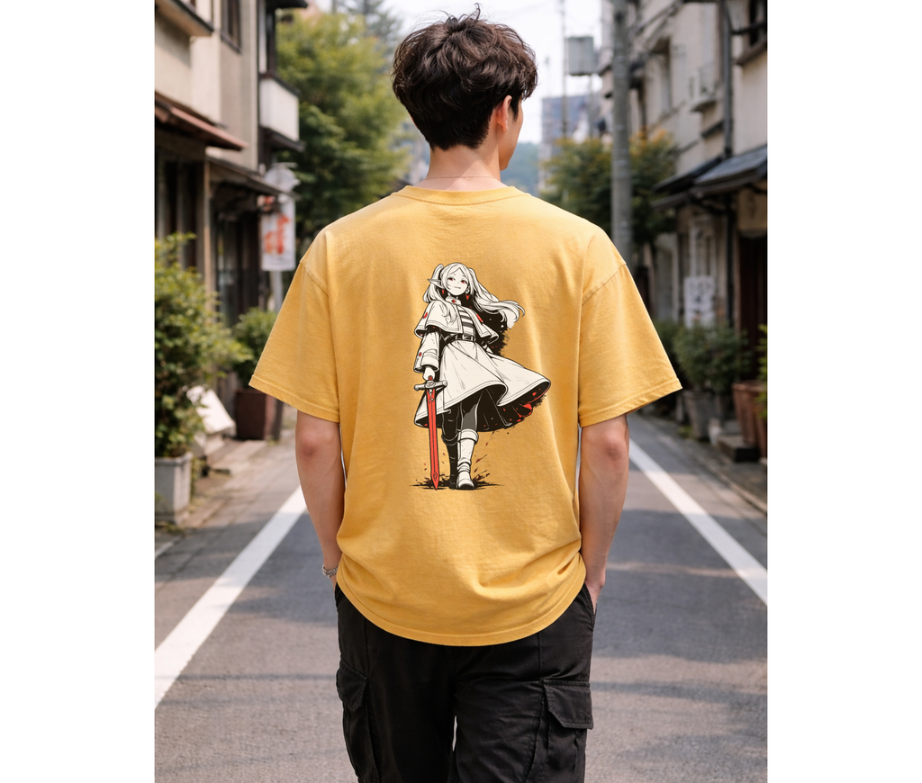 2-Sided Elf Warrior Anime Streetwear T-Shirt | Oversized Two-Sided Graphic Tee