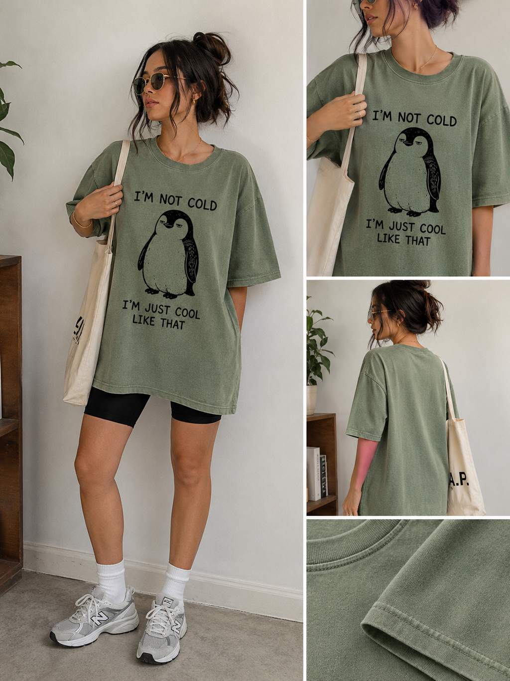 Funny Penguin Graphic T-Shirt – I'm Not Cold I'm Just Cool Like That Oversized Unisex Tee