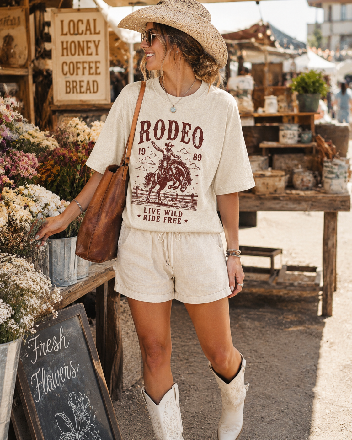 Vintage Rodeo Graphic Tee | Western Cowboy Comfort Colors T-Shirt | Live Wild Ride Free Oversized Shirt