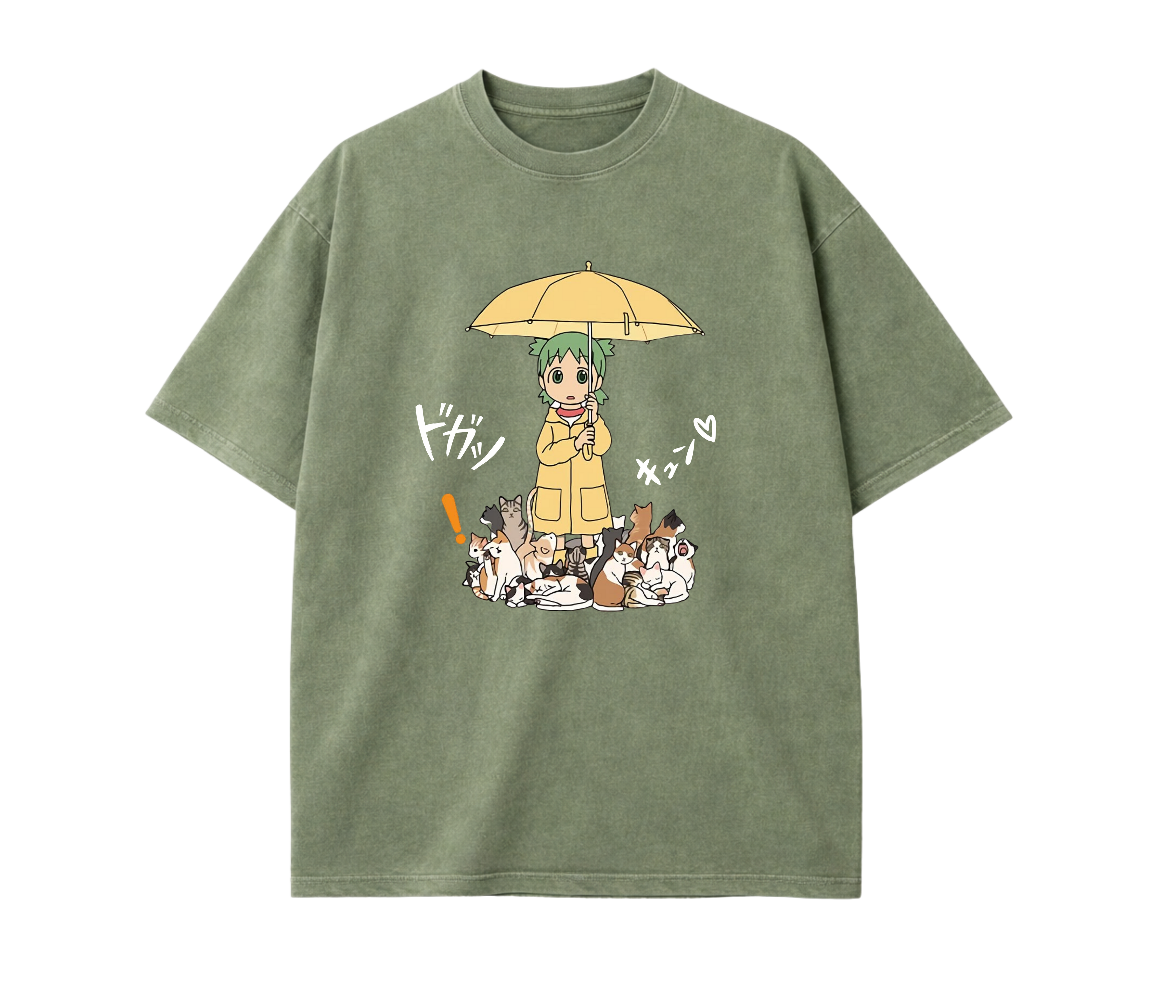 Anime-Inspired Girl with Cat Graphic T-Shirt | Cute Manga Tee