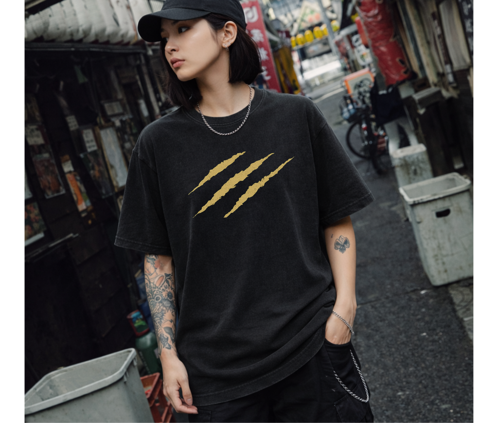 2-Sided Oversized T-Shirt | Anime Boar Mask Vintage Tee