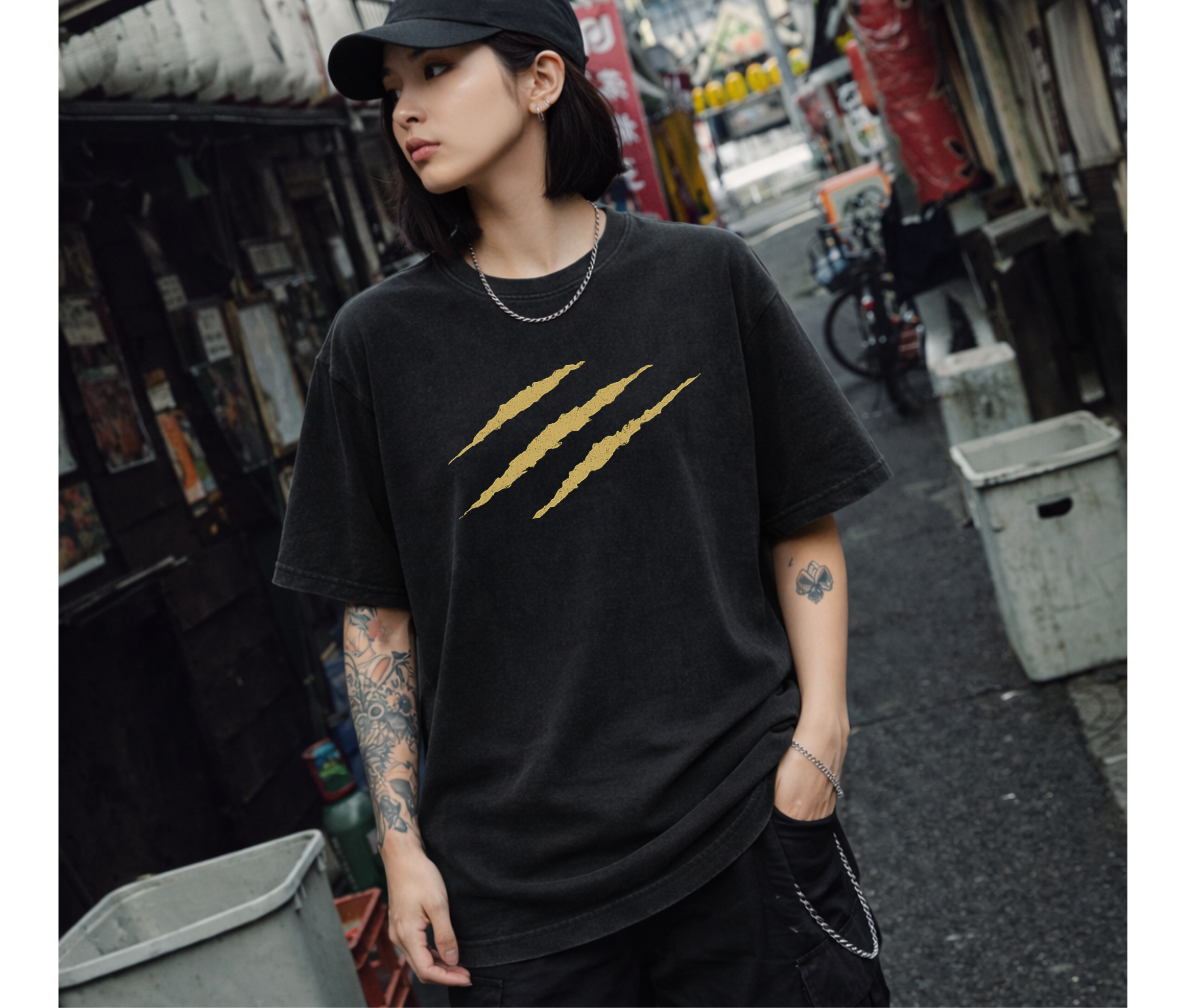 2-Sided Oversized T-Shirt | Anime Boar Mask Vintage Tee