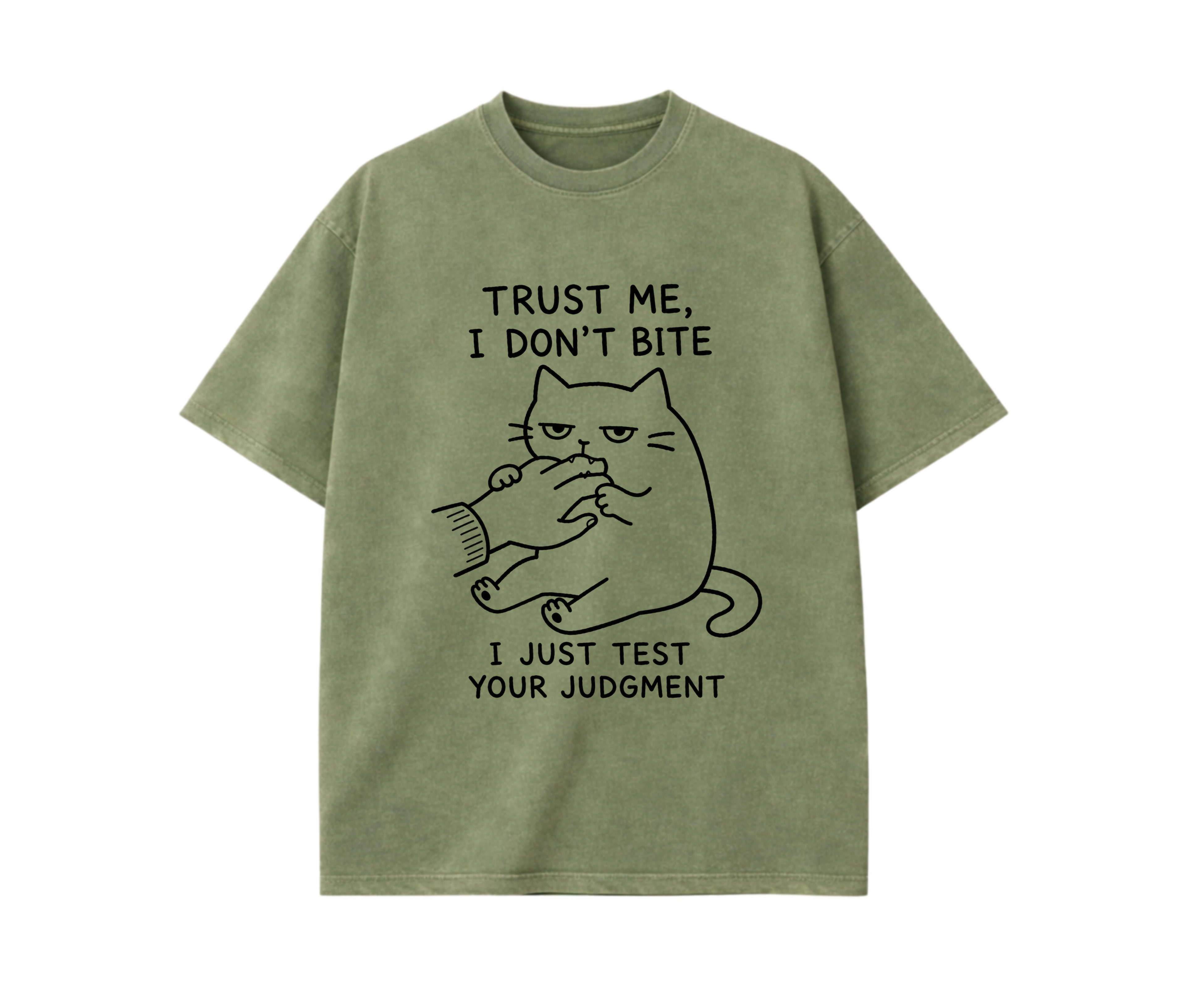 Funny Cat Graphic T-Shirt – Trust Me, I Don't Bite Oversized Unisex Tee | Cute Cat Lover Shirt